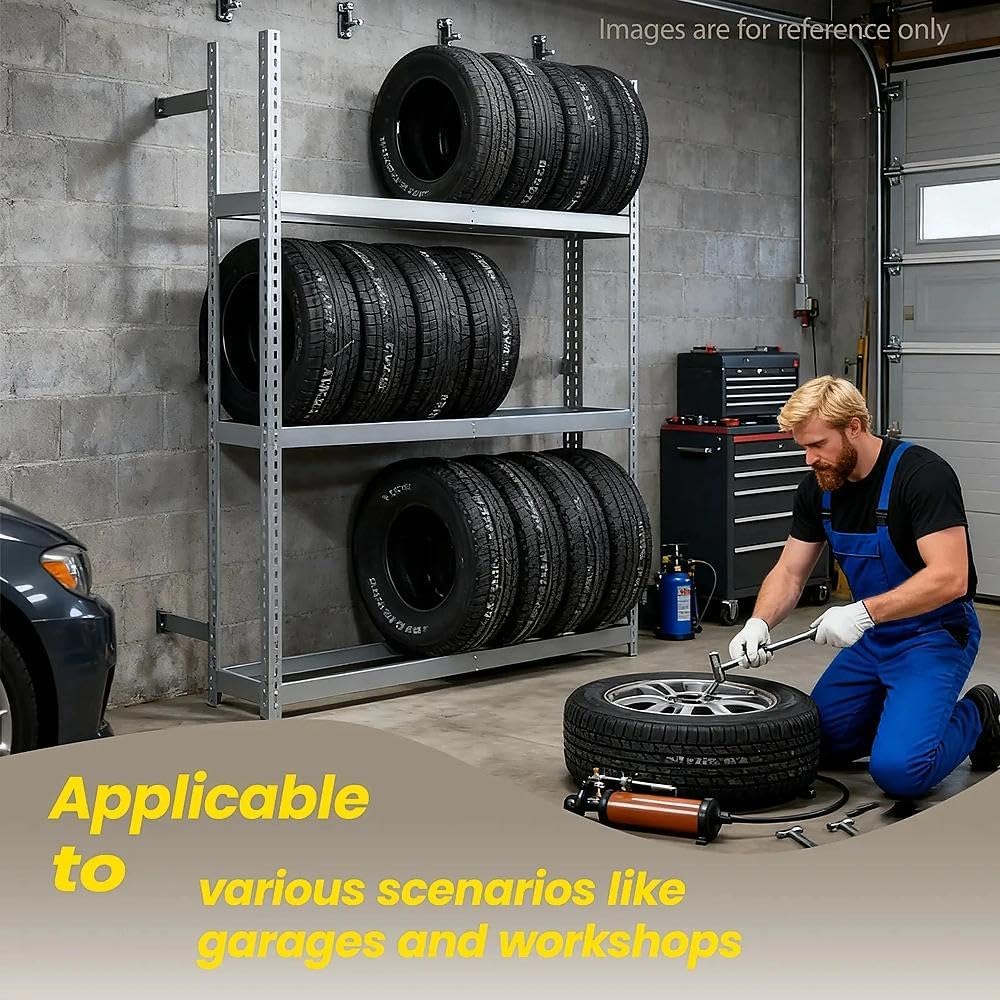 Industrial Tire Rack for Garage, Steel 3 Tier Single Entry Tire Storage Stand