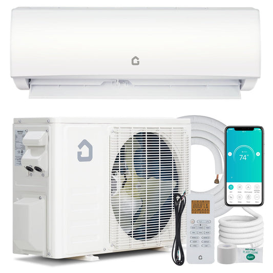 9000 BTU Air Conditioner, Wifi Enabled Mini Split Heater with Inverter, 20 SEER2 230v Energy Saving Ductless Split AC Unit with Pre-Charged Condenser