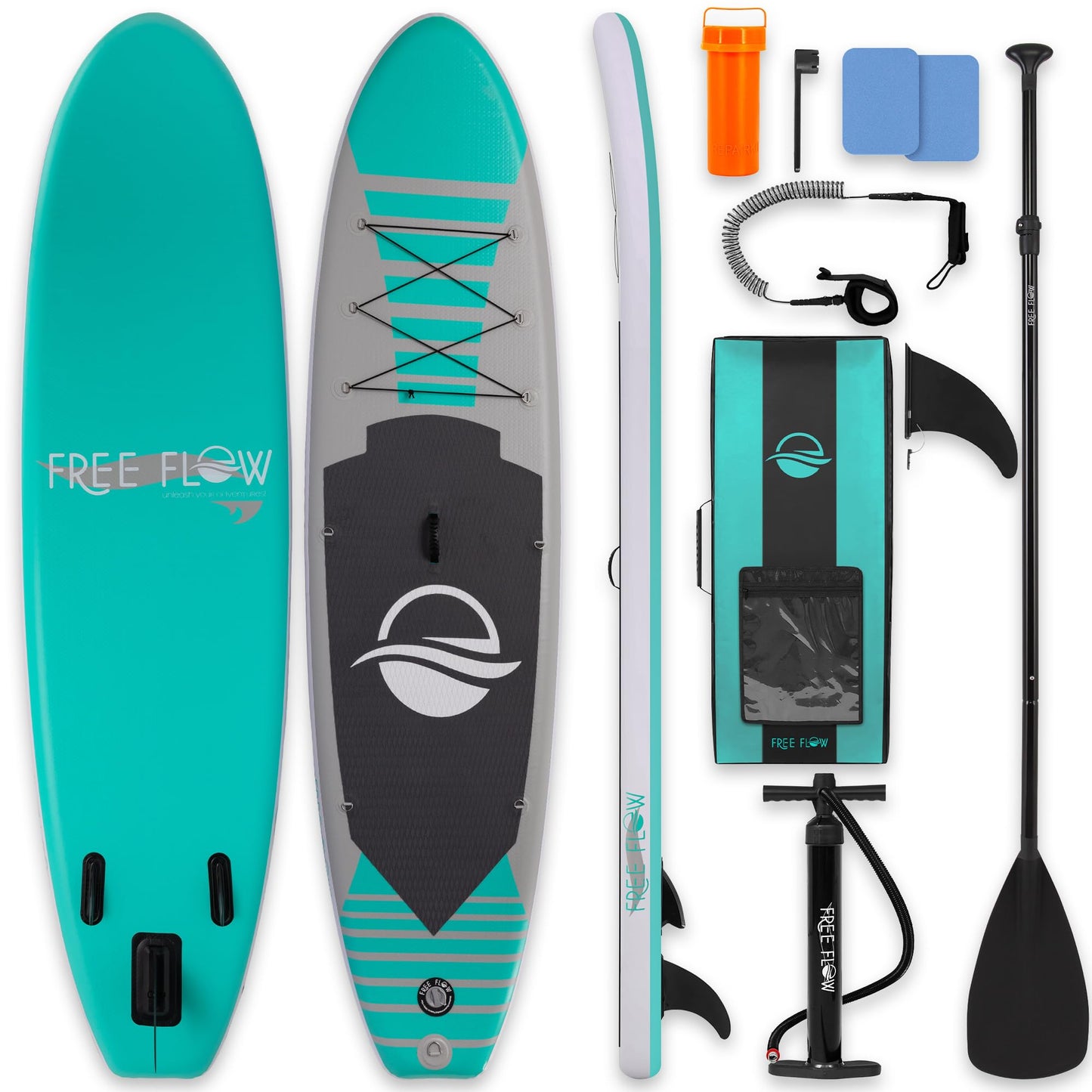 SereneLife Inflatable Stand Up Paddle Board - Wide Stable Design, Non-Slip Deck for Adults & Youth with Premium Paddle Board Accessories: Carry Bag, Dual Action Pump, Paddle, Ankle Leash - 10'6"