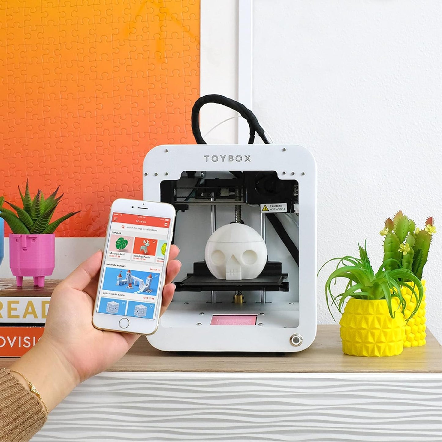Toybox 3D Printer for Beginners and Kids with Fast Printing, Easy Setup, Safe Design, Free App with Access to 7,000+ Digital Toys, 1 Filament Included - Alpha Three