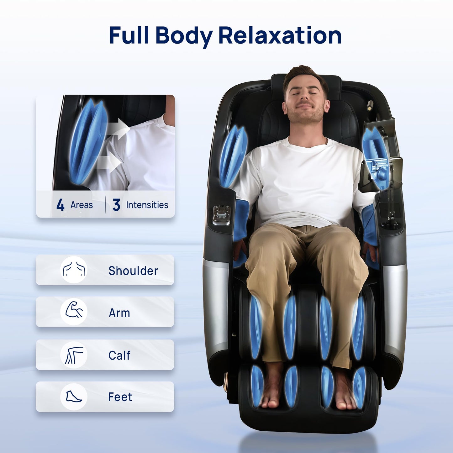 Lifevibe VAT Massage Chair Full Body VibroAcoustic Sonic Wave, SL-Track Zero Gravity Recliner with 25 Auto Modes, Smart Body Scan, Extendable Footrest, Reading Lamp, Black