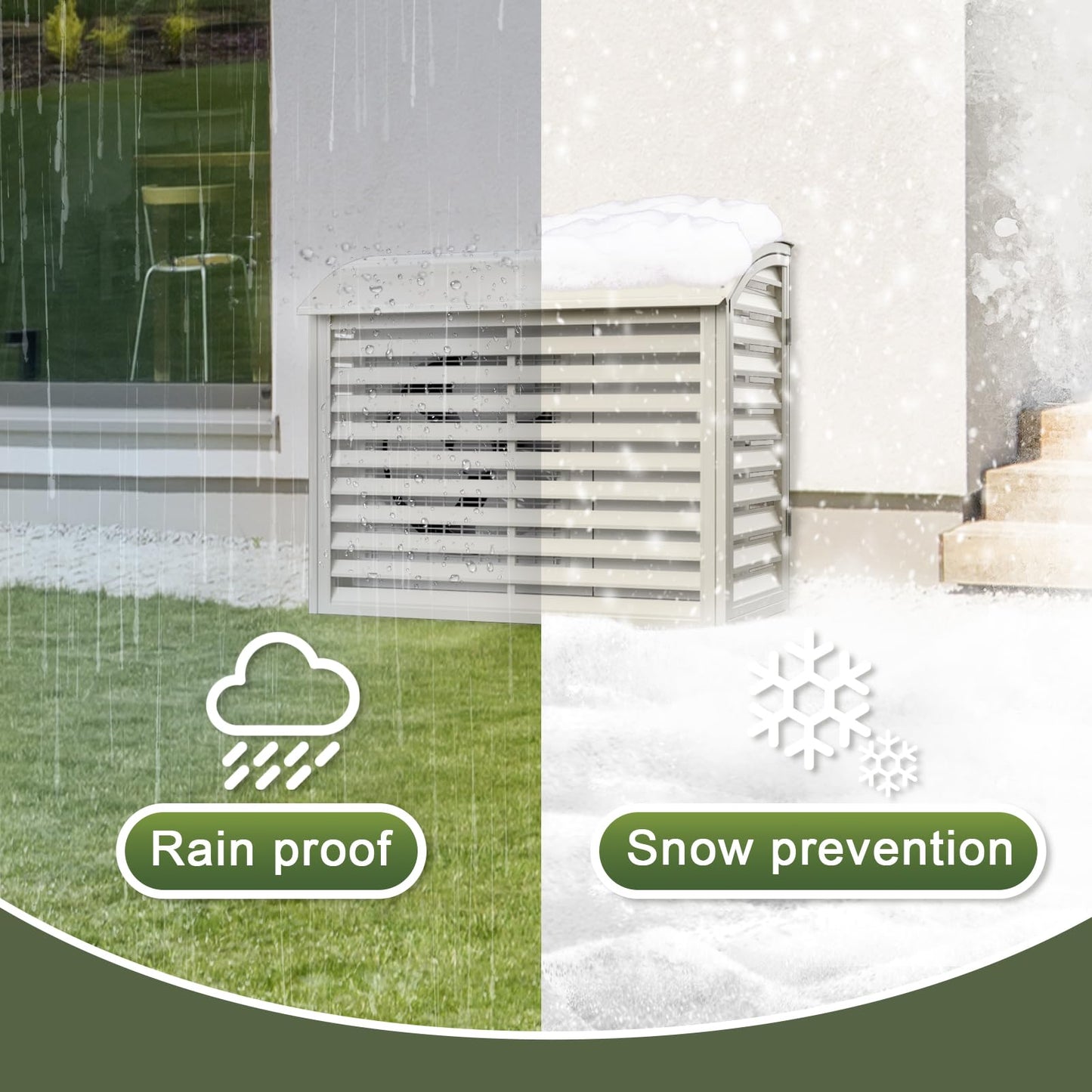 SLVUAFRN Mini Split Air Conditioner Cover, AC Cover for Outside Units, Outdoor Rain Snow Protection Sheet Noise Reduction, Fence to Hide Air Conditioner for Heat Pump Condenser Compressor