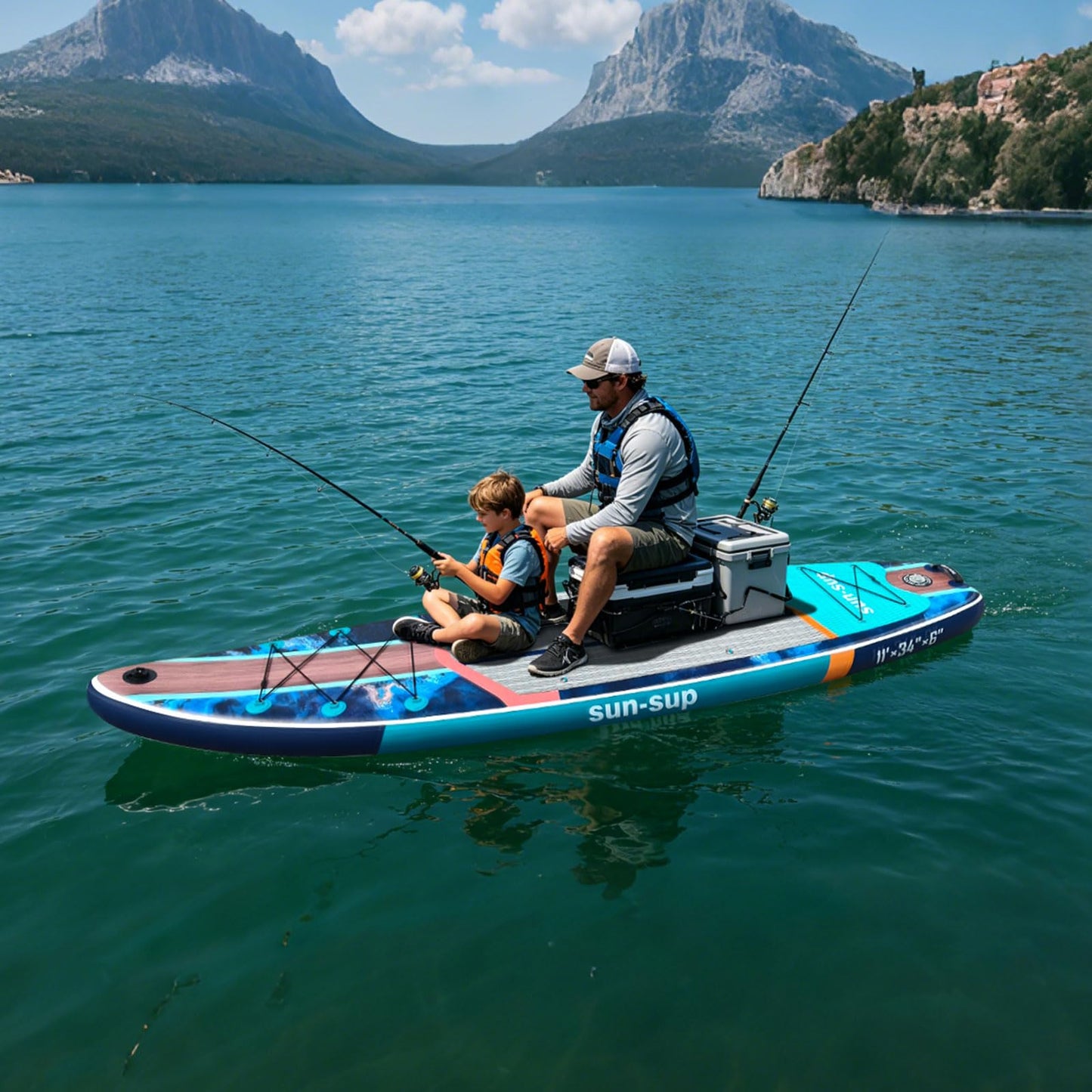 SUN-SUP 11ft Inflatable Stand Up Paddle Board for Adults, All-Around Board with Stable Non-Slip Deck, Ideal for Fishing, Surfing & Water Sports