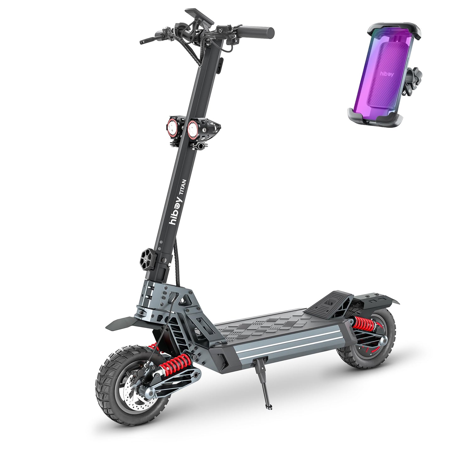 Hiboy Titan Electric Scooter, 1200W Peak Motor, 25 MPH, Up to 46 Miles, 10" All-Terrain Tires, Dual Suspension & Dual Hydraulic Brakes, Electric Scooter Adults with Phone Holder