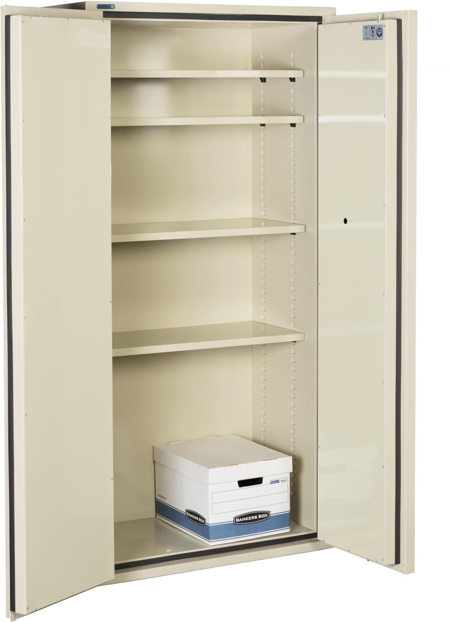 PHOENIX SAFE Fireproof Storage Cabinet – 72" Height, 17.23 cu ft – Key Lock with Water Seal – 350 Fire Rated, Impact Tested – Steel Cabinet for Documents & Valuables – Putty Color - Model FRSC72