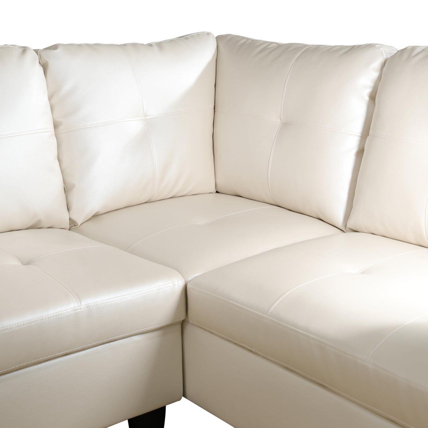 NicBex 2 Piece Set Modular Sectional Sofa,Modern Faux Leather Living Room Sofa Set,Sectional Sofa Set with Sofa and Chaise,Modular Sofa with Comfortable Wide Seats and Cushions,Peaerl White