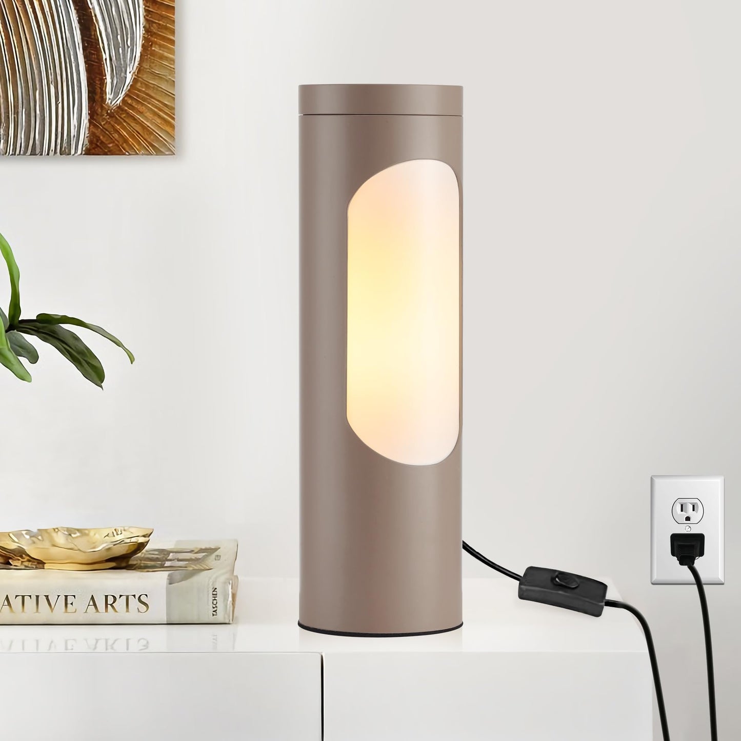LEDIARY Shabbos Lamp, Brown Kosher Table Lamp, 10.5in ?3.2in ?3.2in , T10 Bulb Included, Nightlight for Living Room and