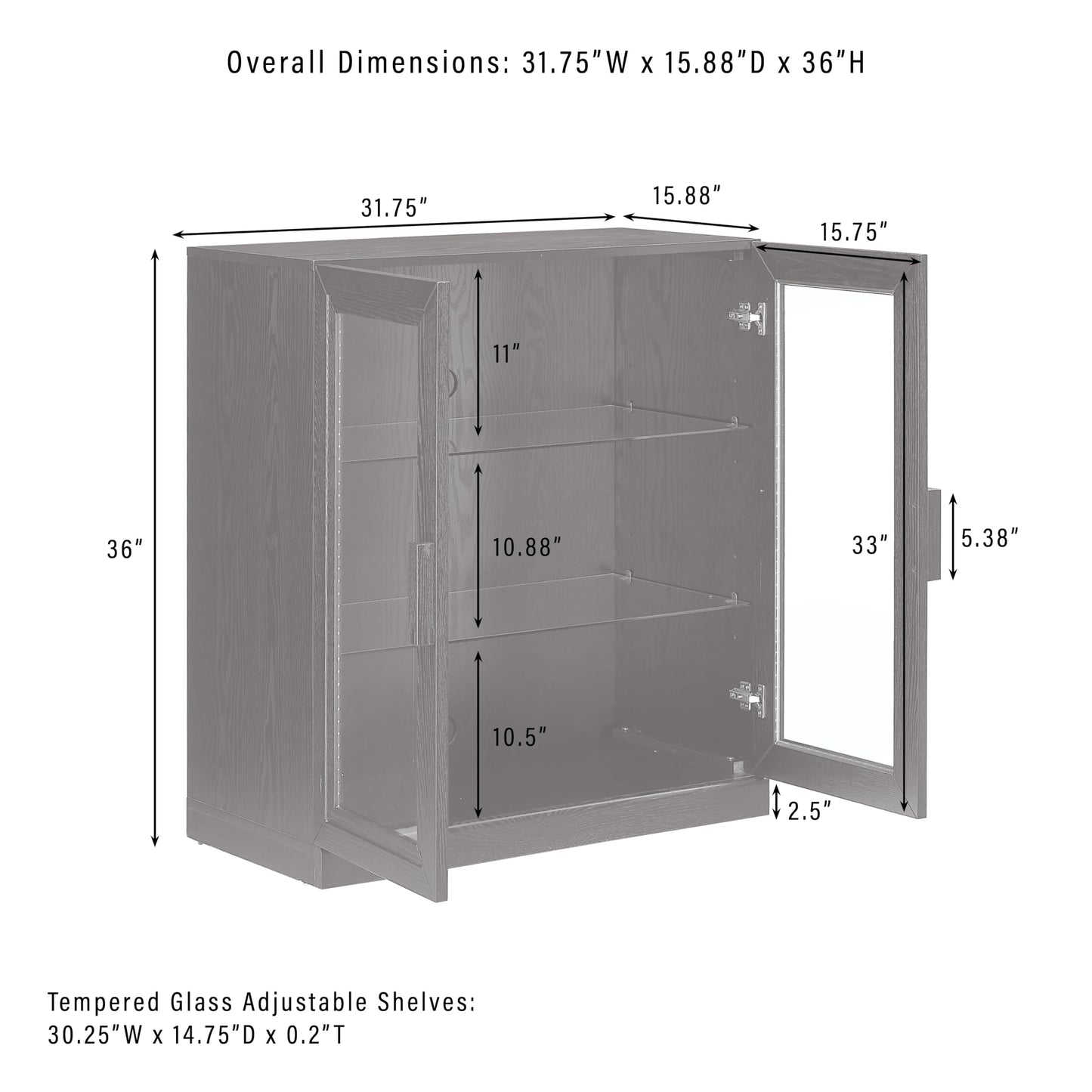 Crosley Furniture Essen Stackable Glass Door Kitchen Pantry Storage Cabinet, Accent Cabinets for Entryway, Black