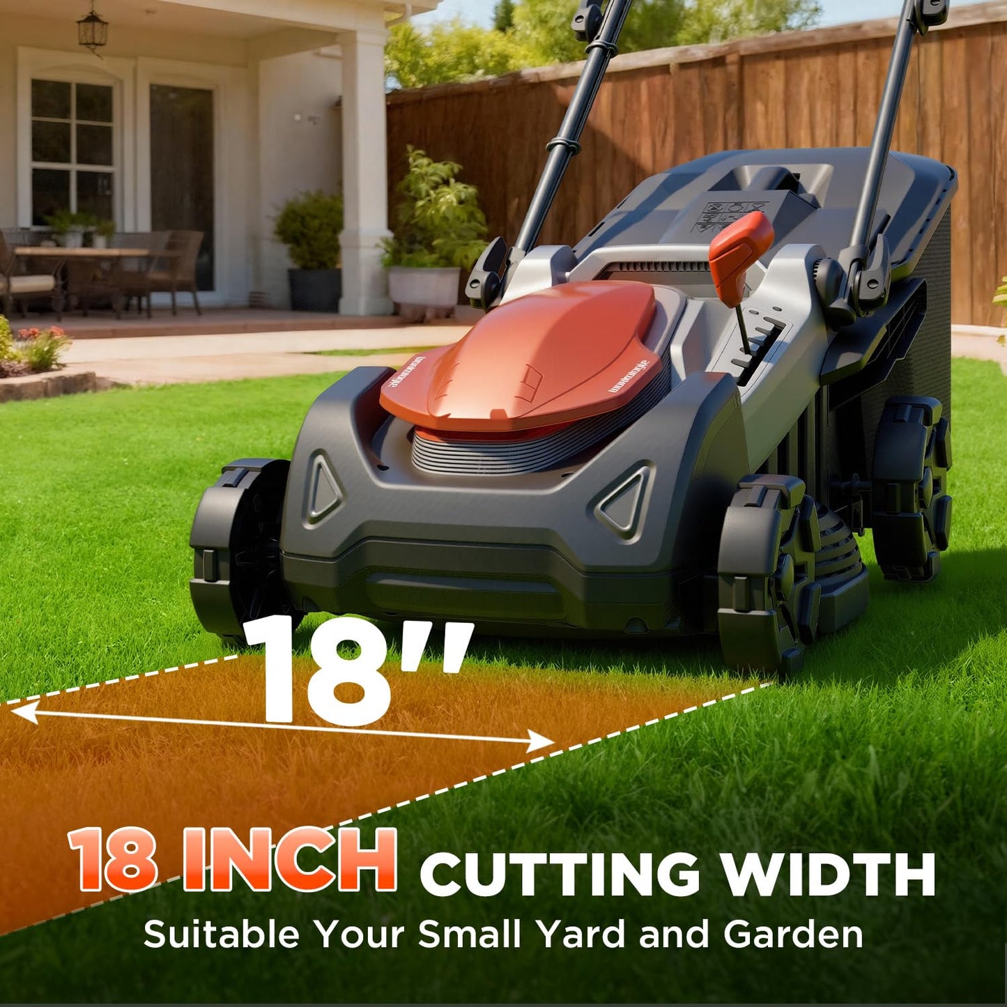 18 Inch Electric Lawn Mower, 2×20V Brushless Mower with 6-Position Height Adjustment, Cordless Push Lawn Mower, 2×5.0Ah Batteries & Charger Included