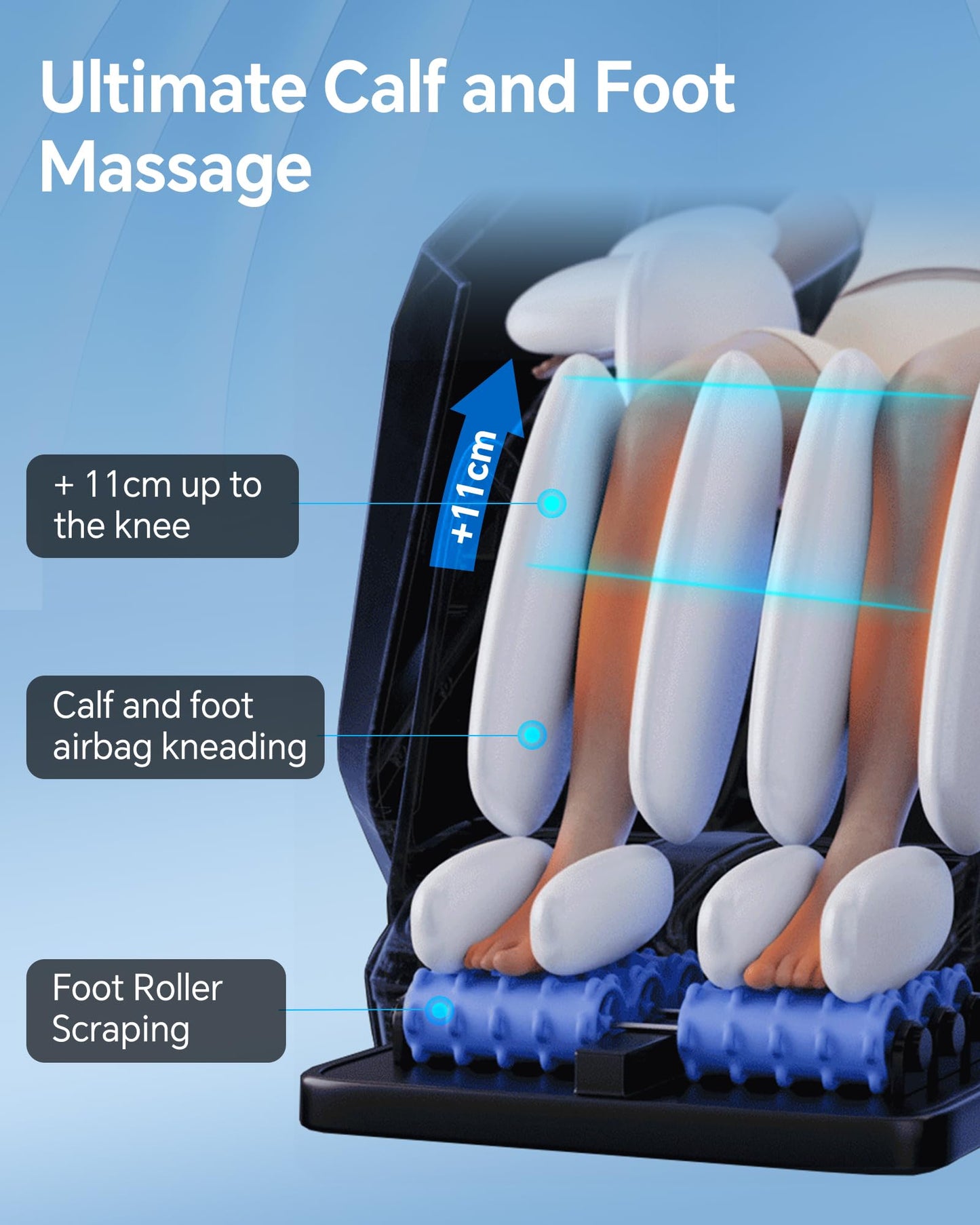 UIIU Massage Chair Full Body Zero Gravity, 3D ‌SL-Track Shiatsu Massage with Unique Rocking Sleep Mode, Upgraded Calf & Knee Massage (+11cm) for Tall People, Wireless Charging &Touch Screen,Black
