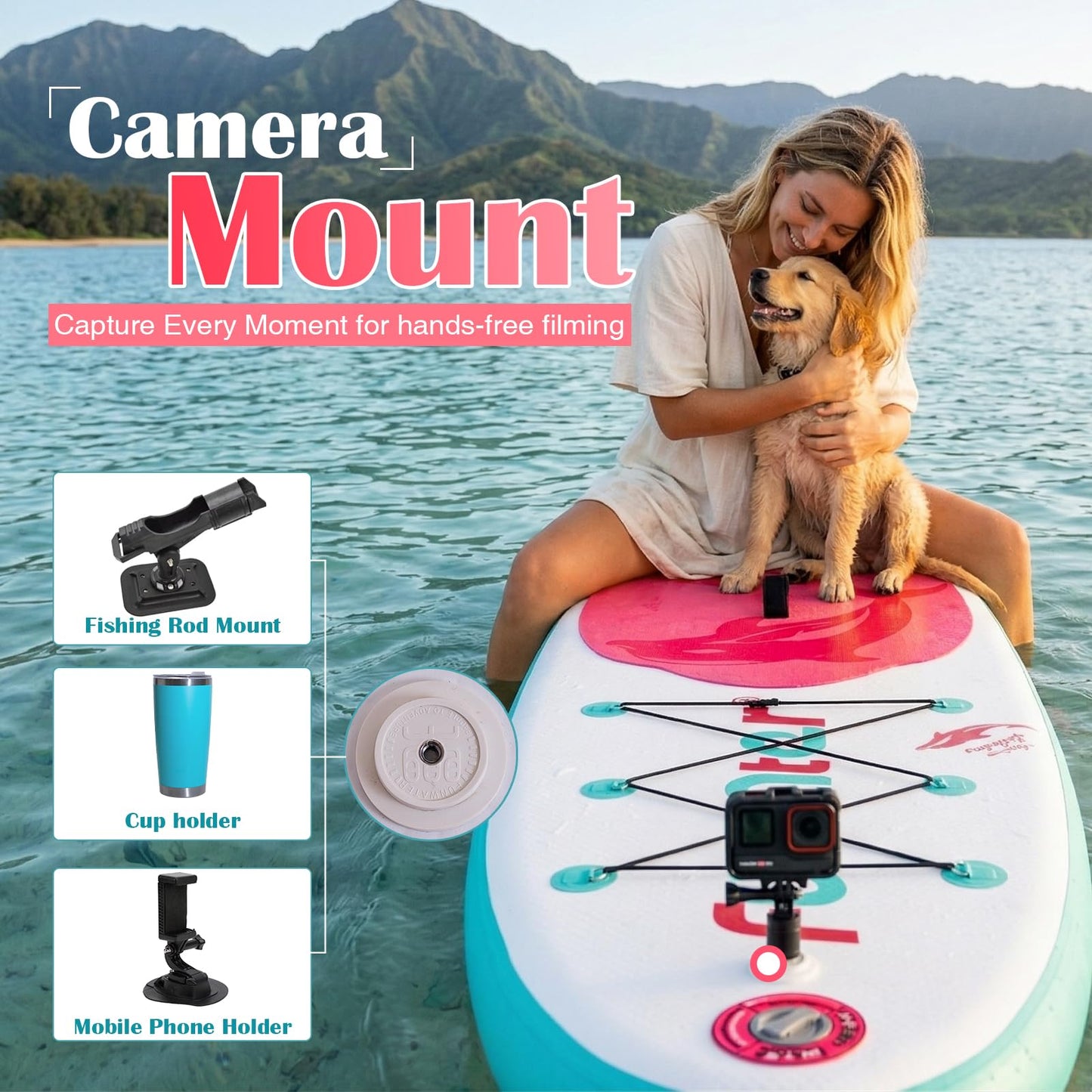 FunWater Inflatable Stand Up Paddle Board 10'6"/11"/11'6" Paddle Board for Adults & Youth, Paddleboards Inflatable with Premium SUP Accessories, Wide Stable, Non-Slip Comfort Deck (White & Pink)