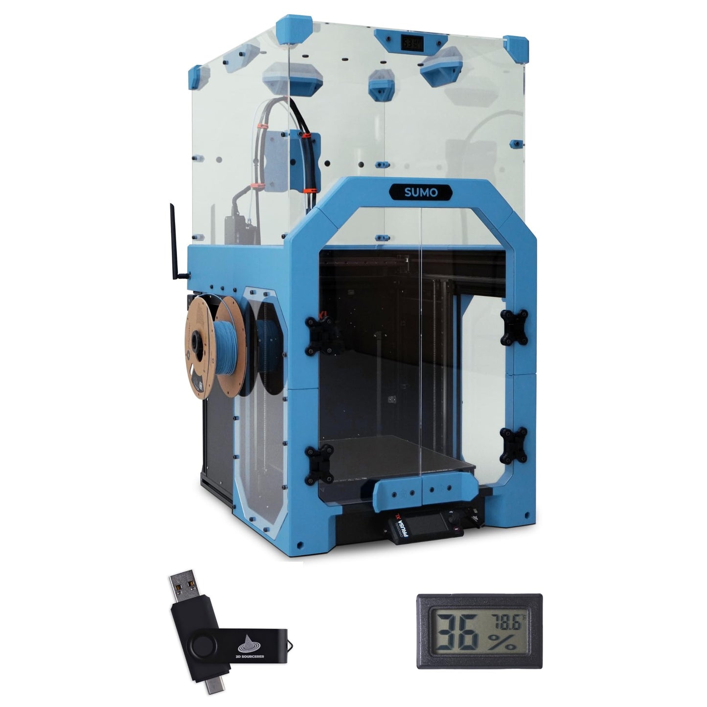 3D SOURCERER Sumo Prusa XL Enclosure Kit, Clear Acrylic Panels with Hygrometer, Magnets, Fasteners and Hex Rods, Dust Protection for 3D Printer, Printed Parts Not Included