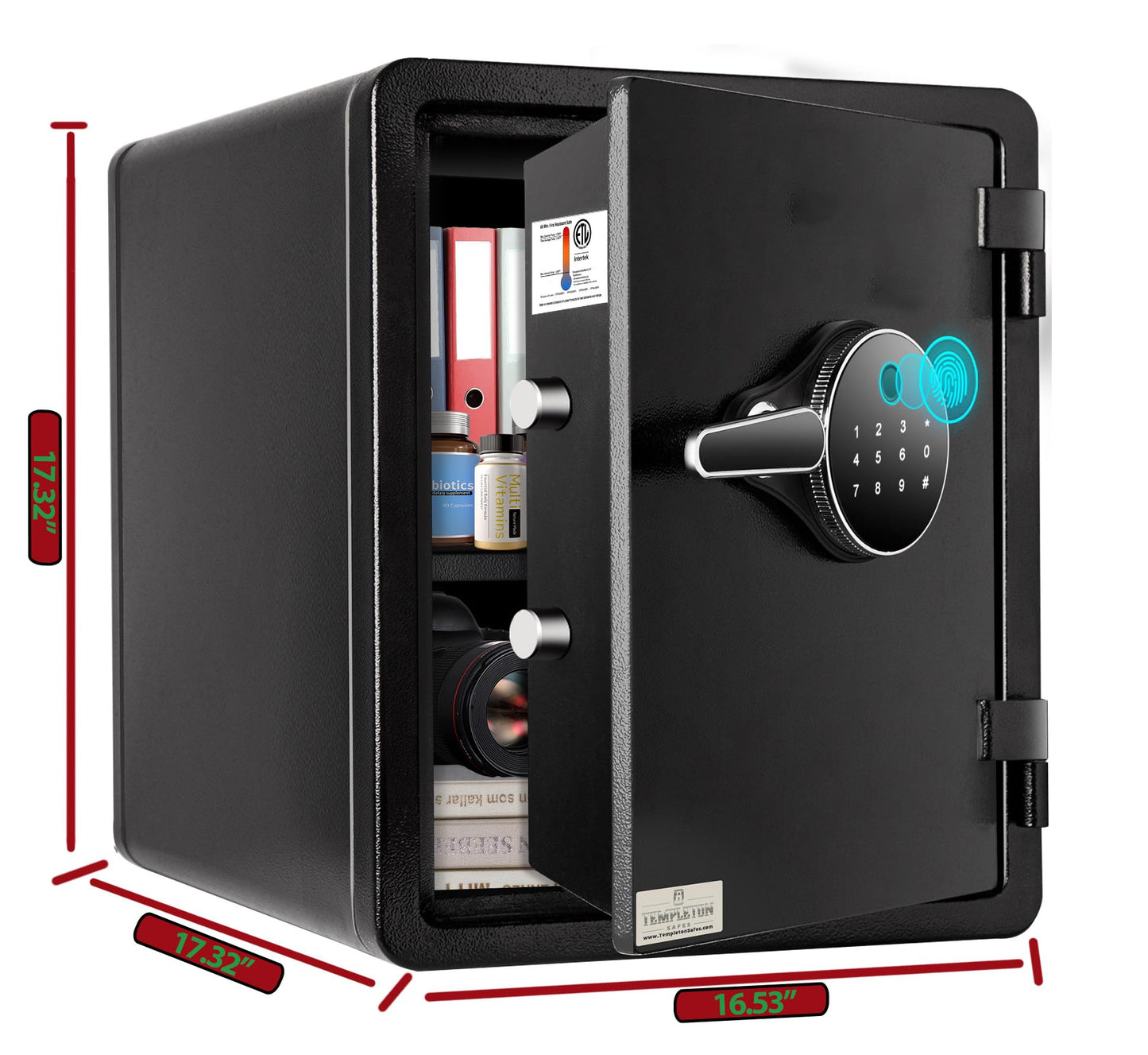 Templeton Safes T701 ETL 1-Hour Fireproof Safe, Biometric Keypad, 1.22 CF