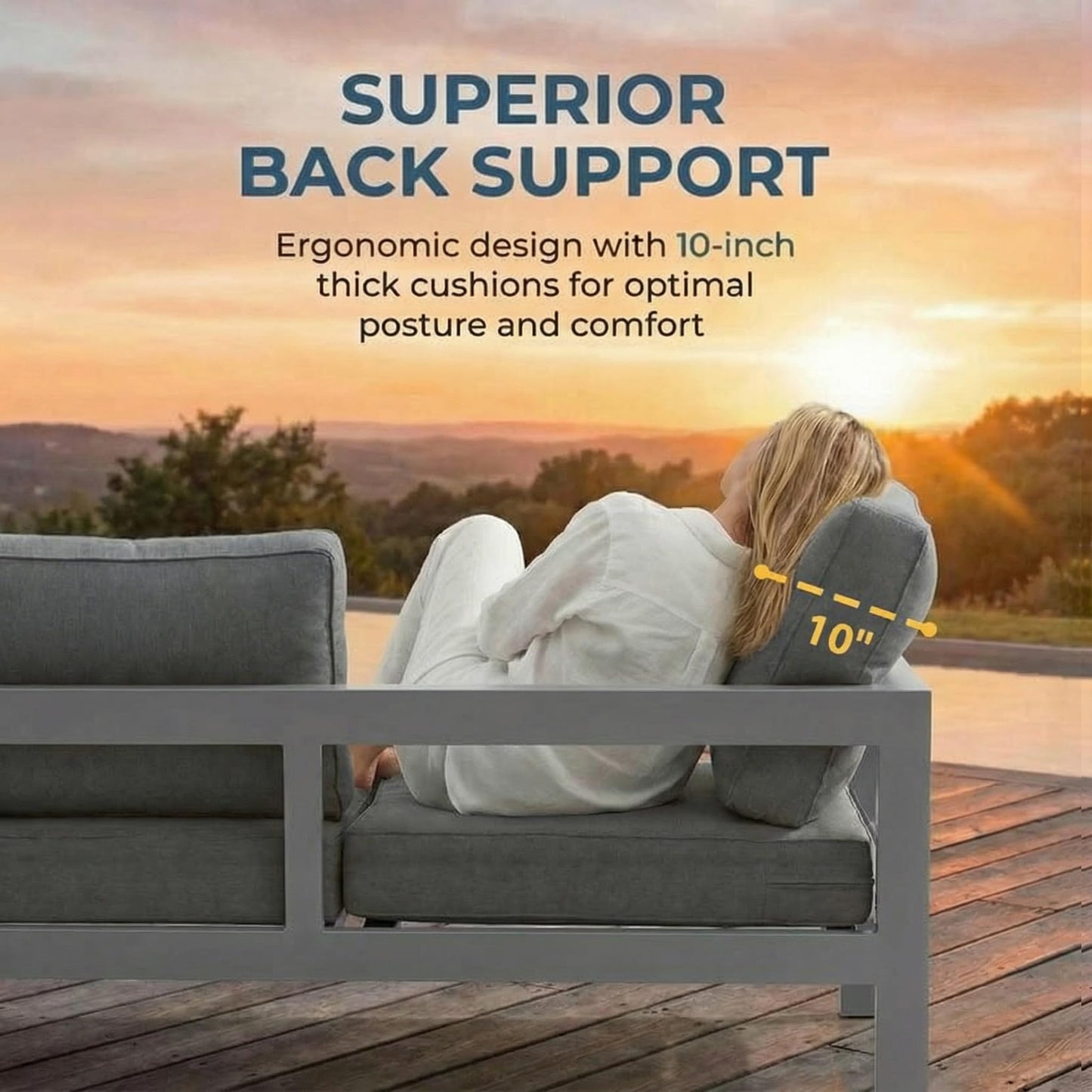 Solaste Aluminum Patio Furniture Set for All Weather, Oversized Metal Outdoor Furniture Set with 27.5" Deep Seating and 3.2" Wide Armrest, Outdoor Patio Conversation Sets with 10" Back Suport Cushion
