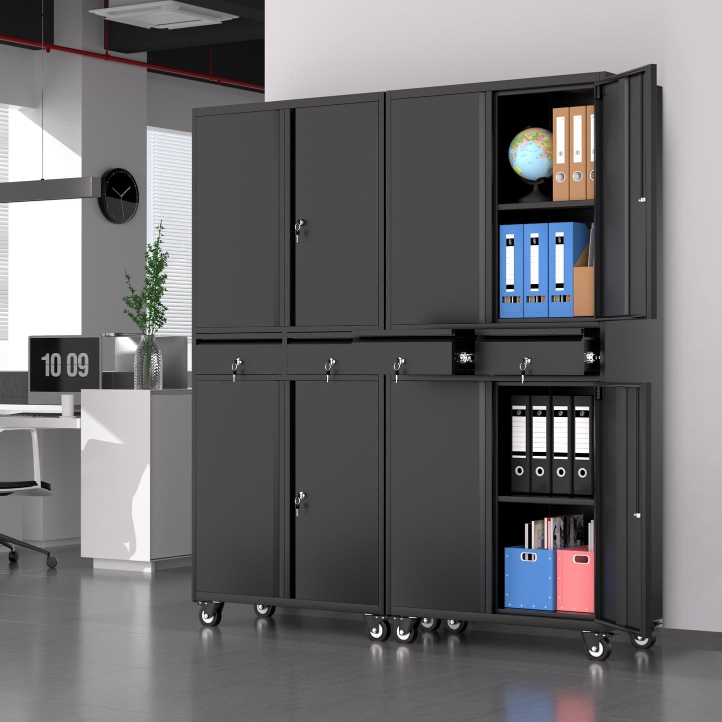 Garvee Metal Storage Cabinet, 73 Inch Garage Storage with Locking Doors and Adjustable Shelves, Heavy Duty Tool Cabinet with 2 Drawers