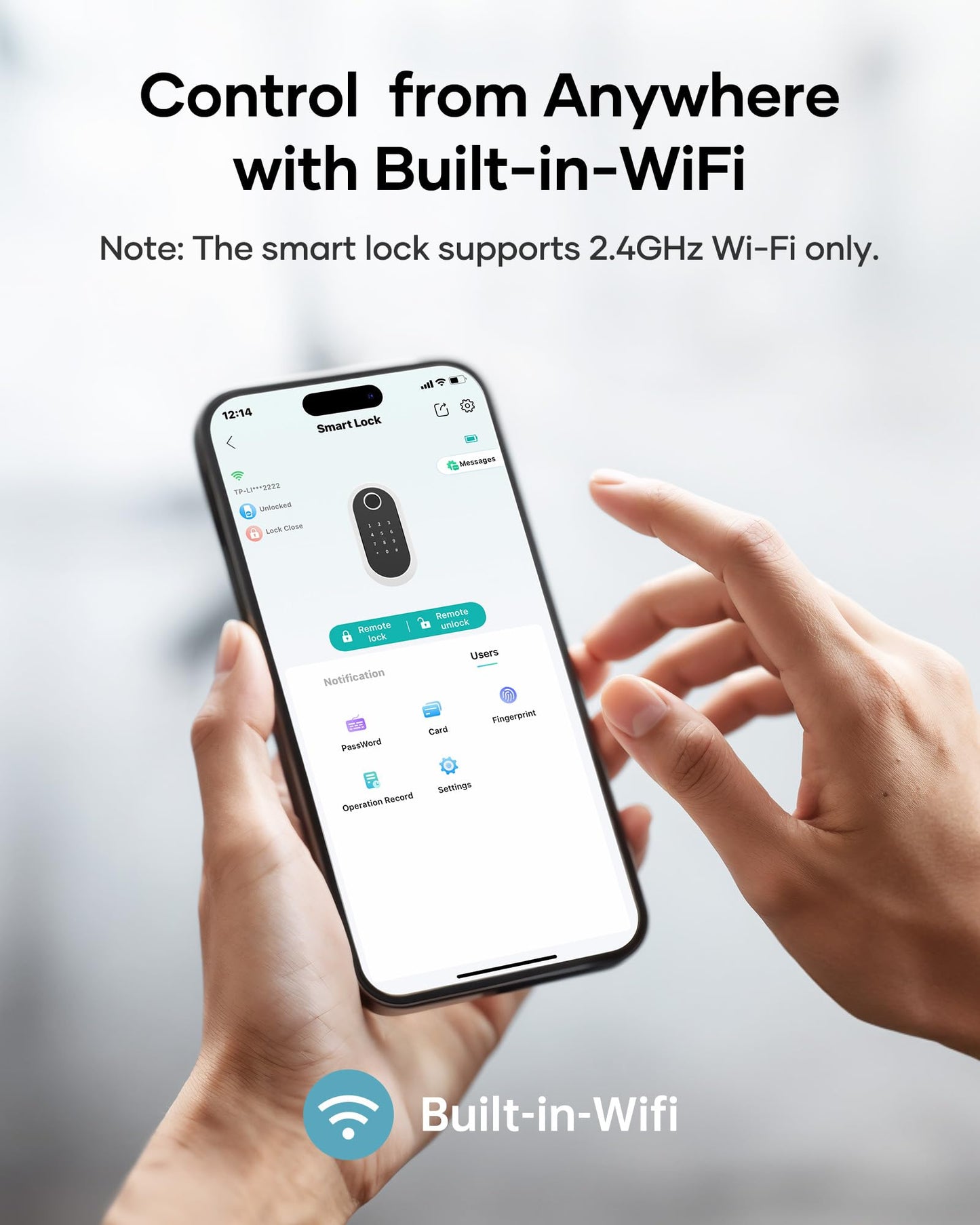 Wi-Fi Front Door Lock Set - HEANTLE Smart Locks for Front Door Built-in WiFi Keyless Entry Deadbolt with Handle Set Fingerprint Smart Electronic Deadbolt, Works with Alexa & Google Assistant Silver