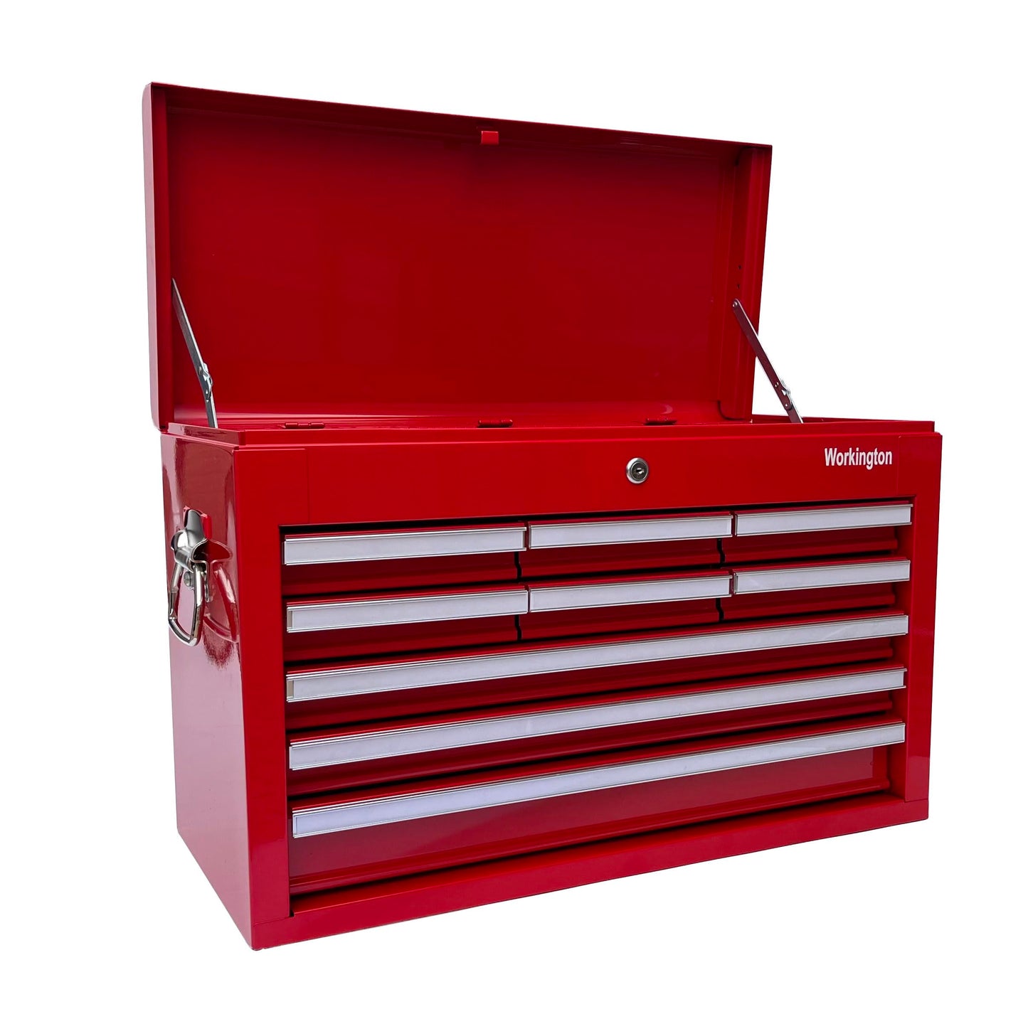 Workington Professional Industrial Portable Metal Tool Chest with 9 Drawers, 26" 9-Drawer Tool Chest Cabinet with Ball Bearing Drawer Slides, Steel Tool Storage Box Organizer 4016 Red