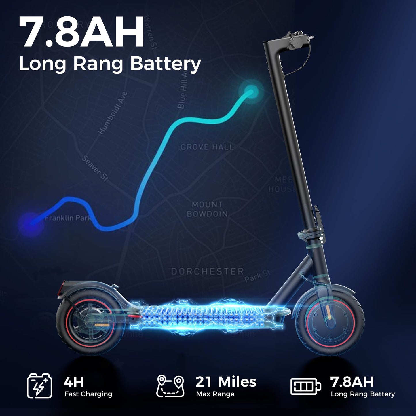HopCycle Electric Scooters - Electric Scooter Adults, 1200W/1000W/500W Motor, 28/25/21/18 MPH Top Speed, 10''/8.5'' Tires, 28/25/23/21Miles, APP Control E Scooter for Teens Black