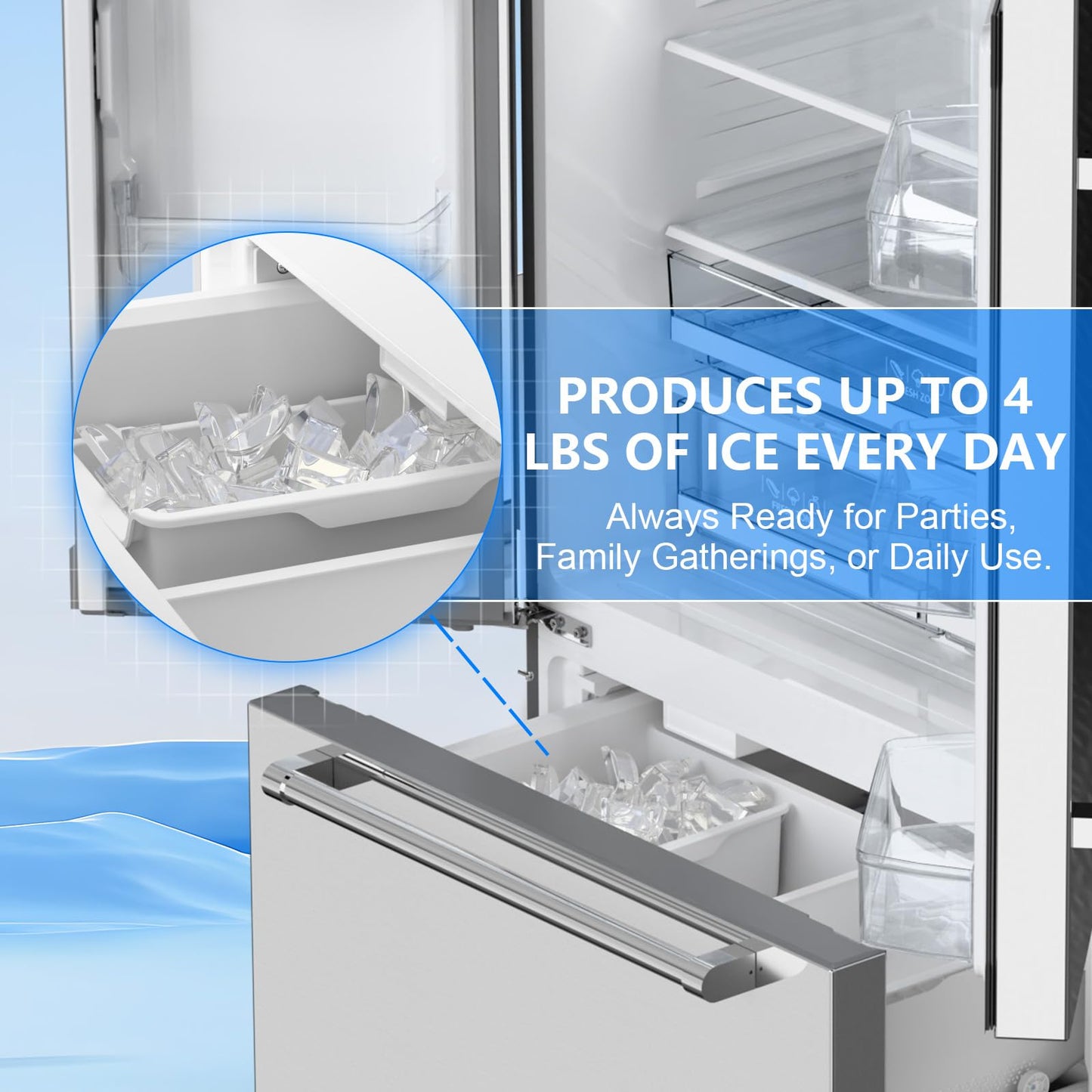 Antarctic Star 2 French Door Refrigerator, Auto Ice & Water Filter, VCM Stainless, Multi-Air, Fast Cooling, Inverter, LED Alarm, Energy Star, 20.3 Cu Ft, Silver
