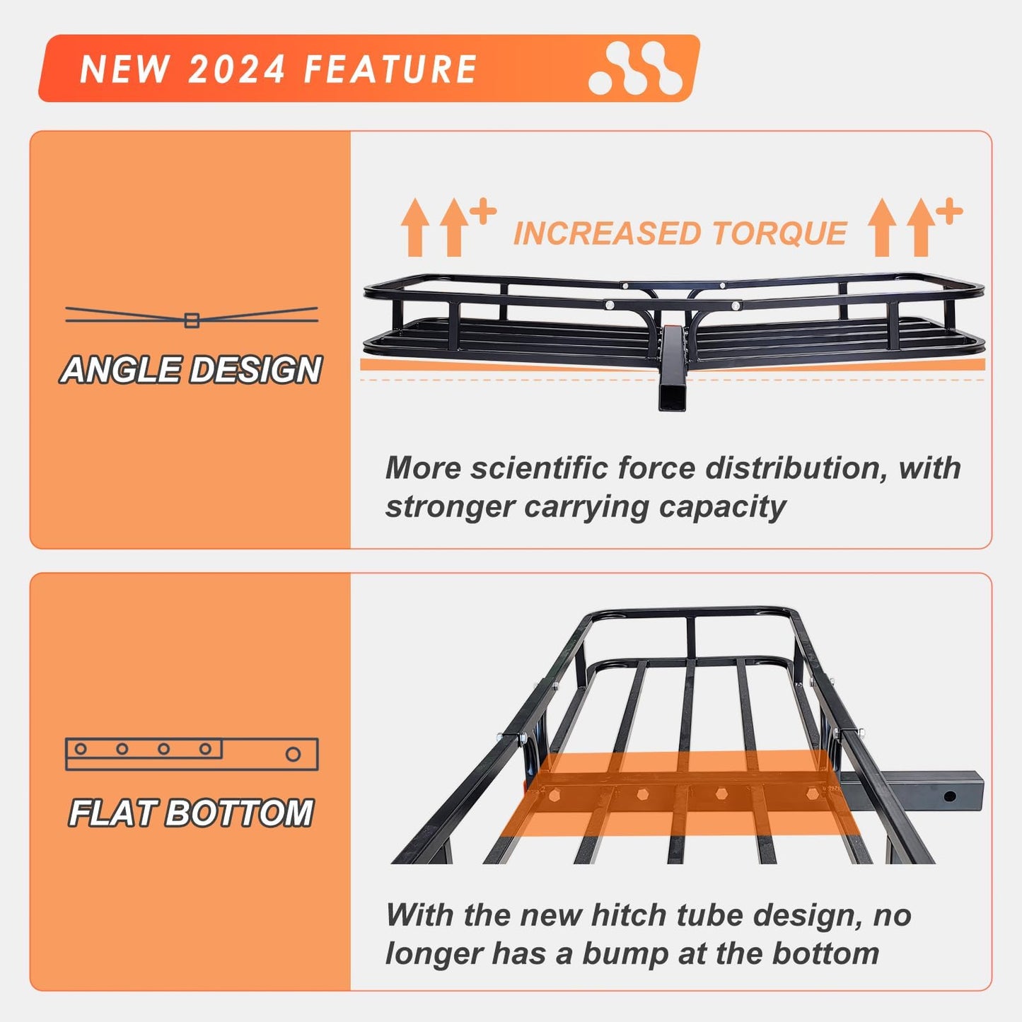 Hitch Cargo Carrier Rack 53"*19"*5" + Waterproof Bag 9 Cu.Ft. (51"*17"*18")
