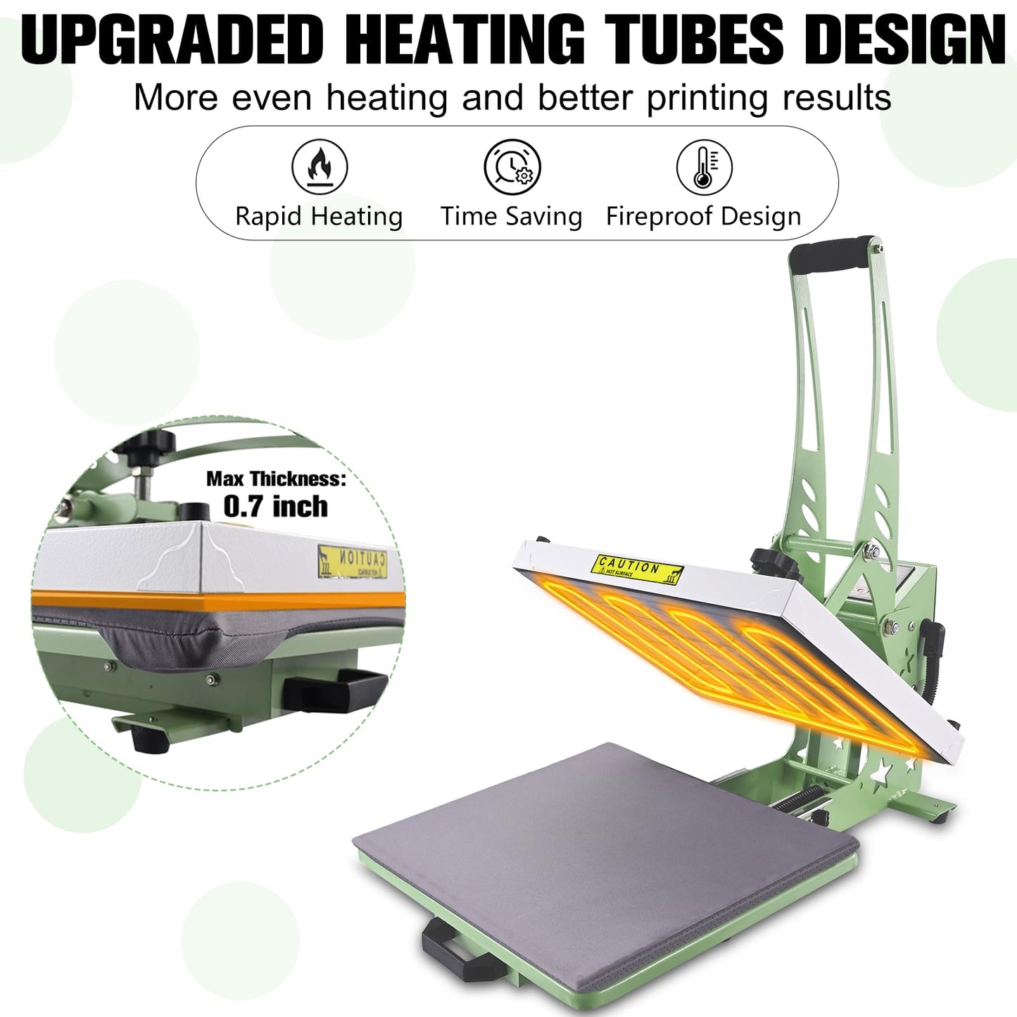CoolSub Heat Press 15x15 Slide Out Heat Press Machine, Industrial Digital Heat Transfer Machine Sublimation for T-Shirt Green White