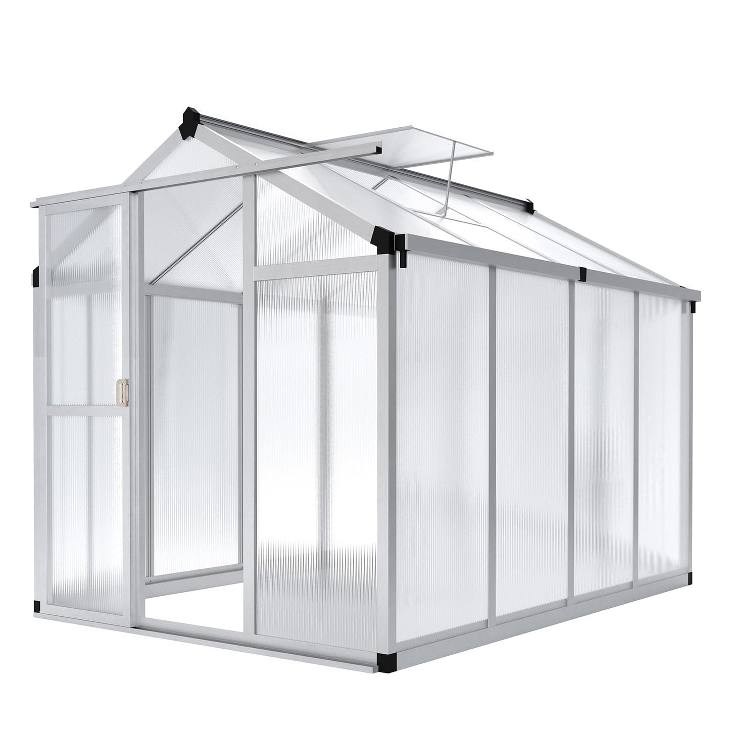 Greenhouse, Aluminum Frame & Polycarbonate Panel Greenhouse for Outdoors, Green House with Adjustable Roof Vent & Lockable Door, Durable Walk-in Green Houses for Backyard, Patio, Lawn
