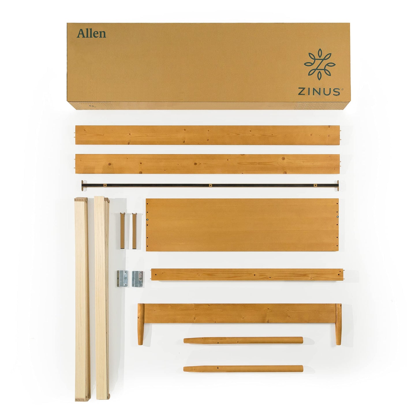 Zinus Allen Mid Century Wood Platform Bed Frame, Solid Wood Foundation, Wood Slat Support, No Box Spring Needed, Easy Assembly, Full