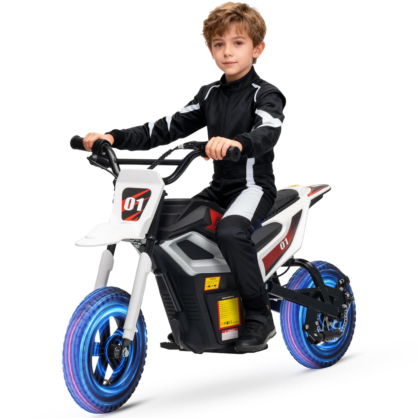 24V Kids Electric Dirt Bike, 350w Motorcycle with 10 MPH Max Speed & 12-Mile Range,Rear Wheel Suspension, Twist Grip Throttle, Rubber Tires