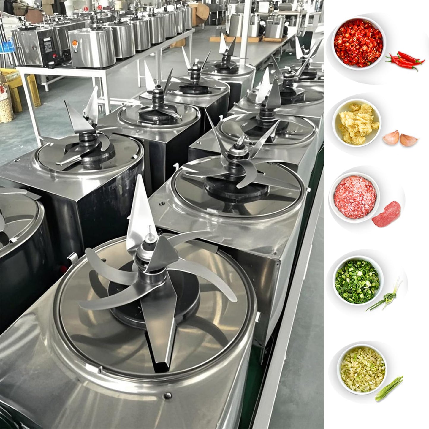 SHILINTONG Commercial Electric Food Processor 550W – Heavy Duty Vegetable Chopper Machine – Stainless Steel Body & Blades – 120Kg/H High Capacity – for Restaurant & Kitchen Use (110V)