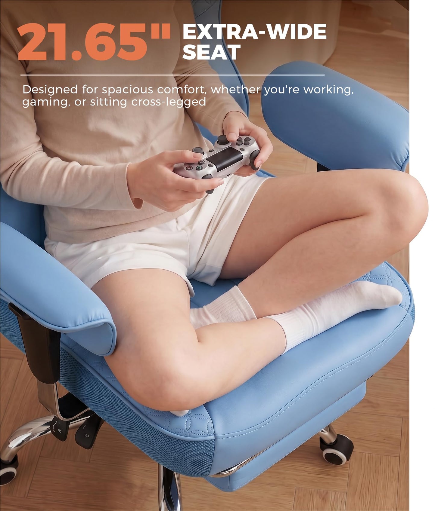 GTPLAYER Big and Tall Office Chair, Wide Ergonomic Gaming Chair with Deluxe Embossing Designed Leather with Foot Rest,150°Reclining Adjustable Soft Armrests Pocket Spring Back Support and Pillow