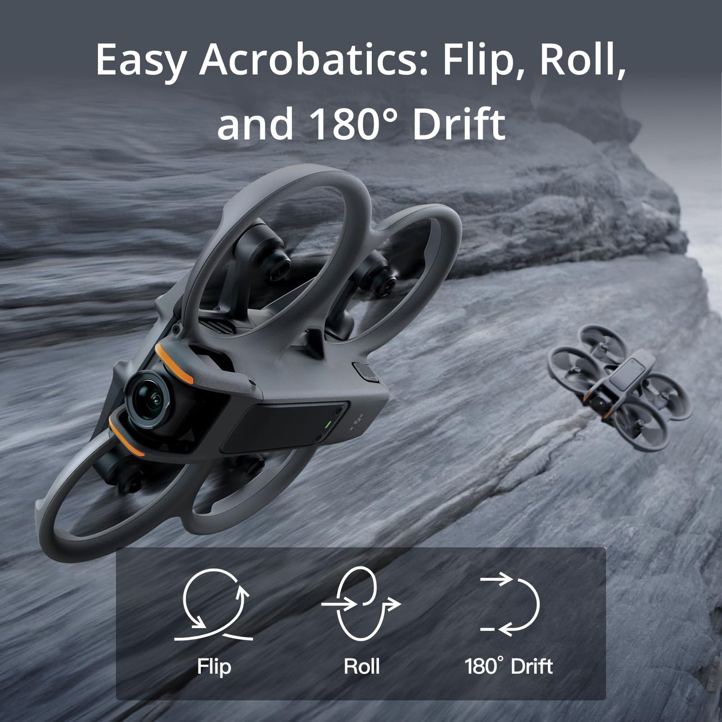 DJI Avata 2 Fly Smart Combo (Single Battery), FPV Drone with Camera 4K, Immersive Experience, One-Push Acrobatics, Built-in Propeller Guard, 155° FOV, Camera Drone with Goggles N3 and RC Motion 3