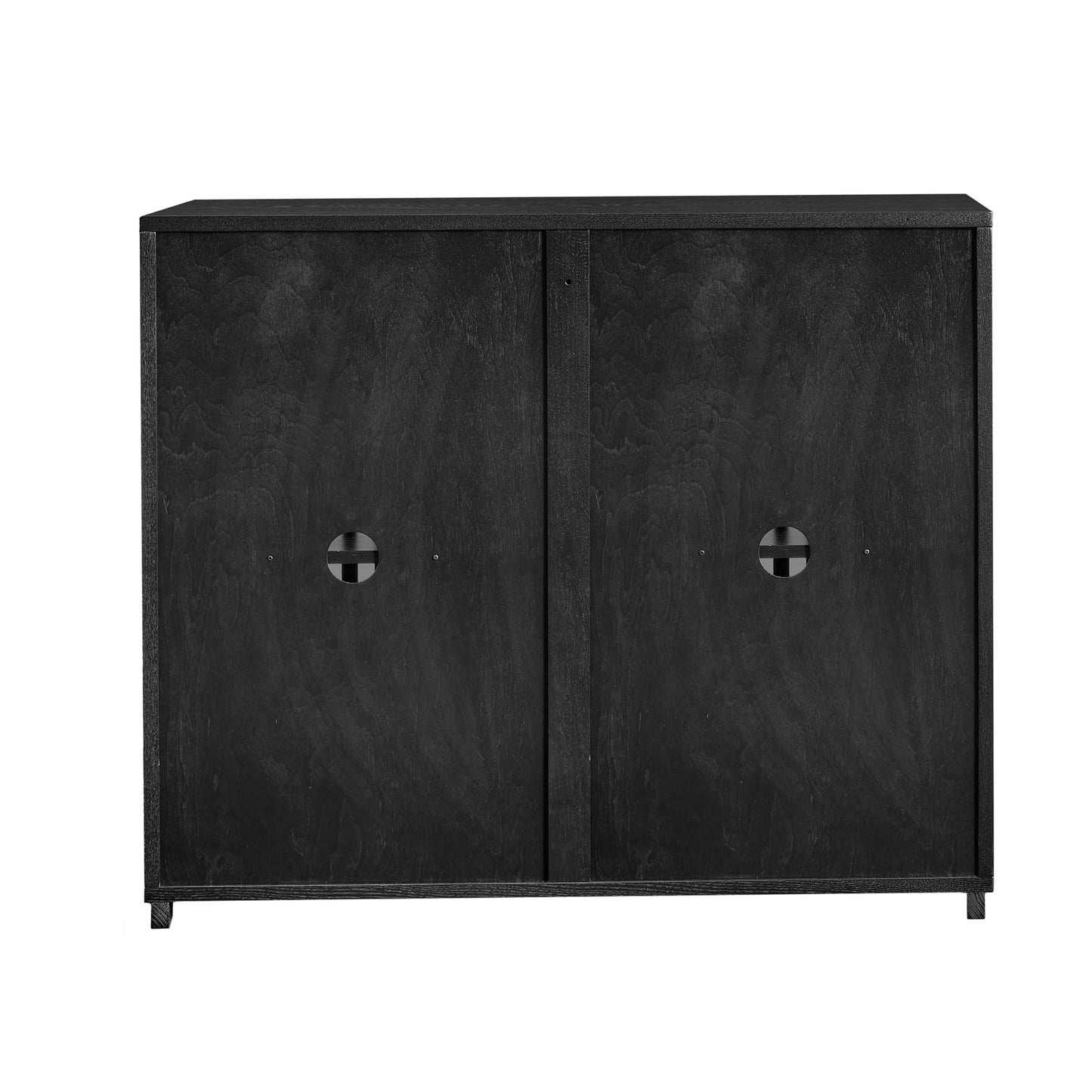 KEIKI 39" Mid Century Modern Fluted Hollowed Out Sideboard Cabinet with 2 Outlet Holes, Buffet Cabinet with Storage, Storage Cabinet for Living Room, Entryway, Hallway, Dining Room, Kitchen, Black