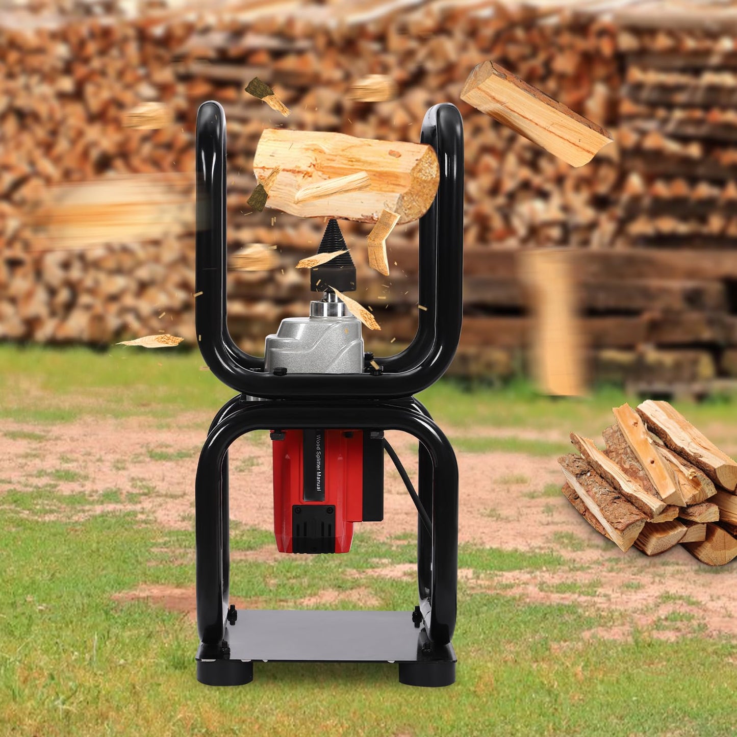 RIAHNEAH Log Splitter, Wood Splitter Electric Powered, Electric Firewood Splitting Machine, 3.3kw Electric Wood Splitter 110v