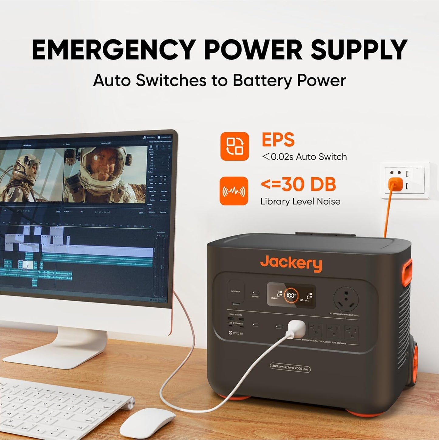 Jackery Explorer 2000 Plus Portable Power Station, 2042Wh LiFePO4 Solar Generator, 3000W AC Output, Expandable to 24kWh, UPS Home Backup for Emergency Camping RV Off-Grid(Solar Panel Optional)