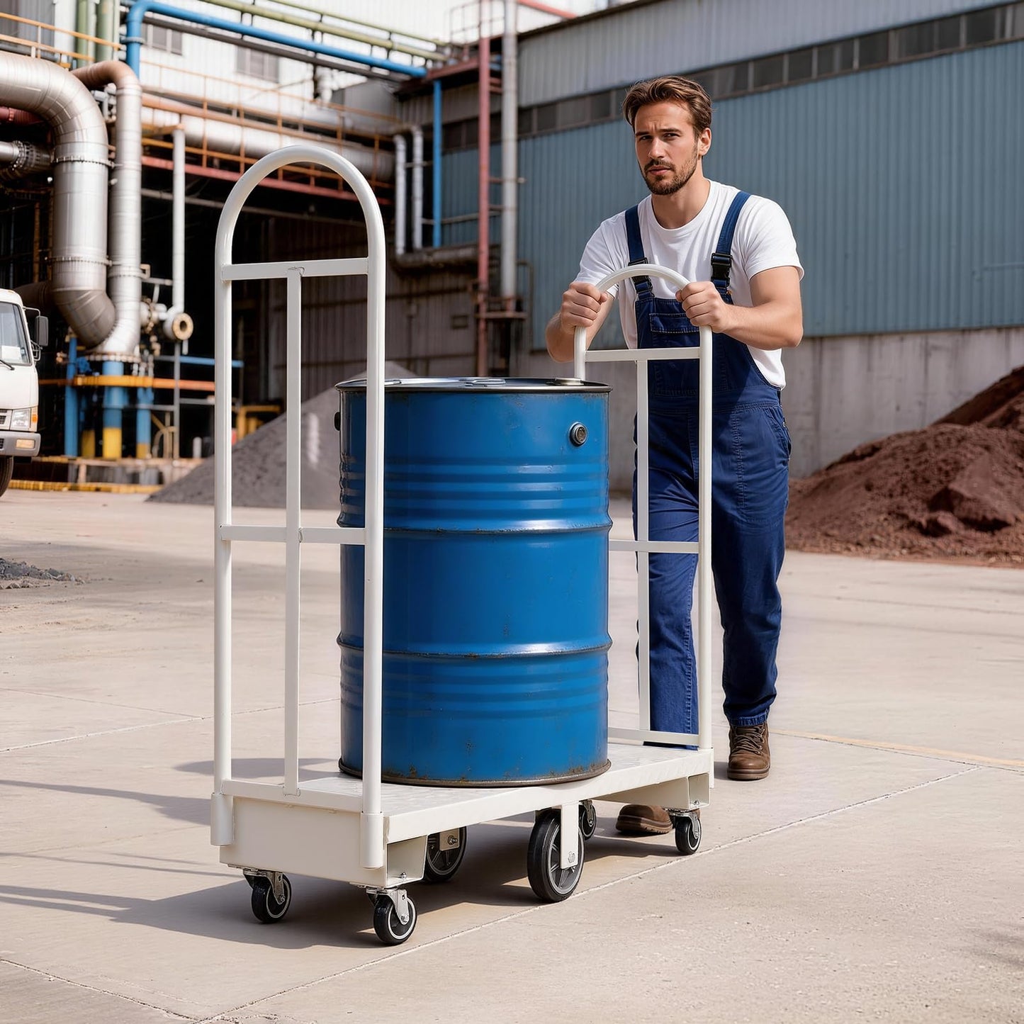 VEVOR 2000LBS Heavy-Duty U-Boat Cart, Platform Truck Dolly with 6 Wheels & Dual Detachable Handles, Heavy Duty Steel Utility Cart for Warehouse/Manufacturing Plant/Logistics Center/Job Site