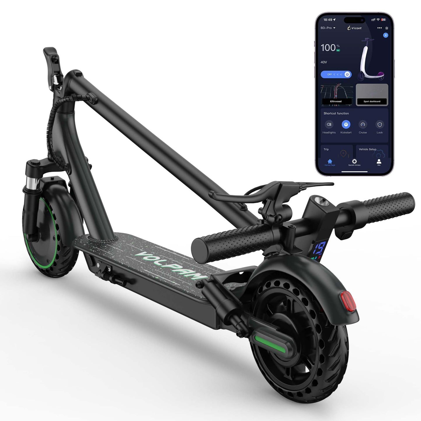 VOLPAM Electric Scooter with 8.5"/10" Solid Tire, 350W/500W Powerful Motor & 19/22 MPH Top Speed, 16-28 Miles Long Range, Folding E Scooter Choice