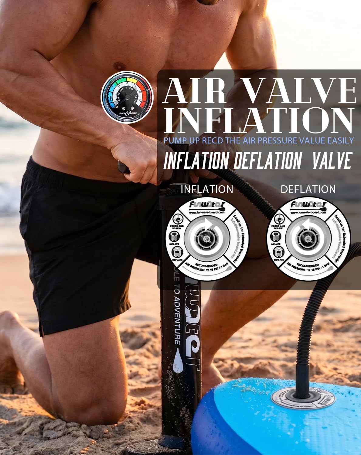 FunWater Inflatable 10'6×32"×6" Paddle Board SUP Stand Up Paddle Board for All Skill Levels Everything Included ISUP, Paddle, Pump, Backpack, Leash, Waterproof Bag, Fins