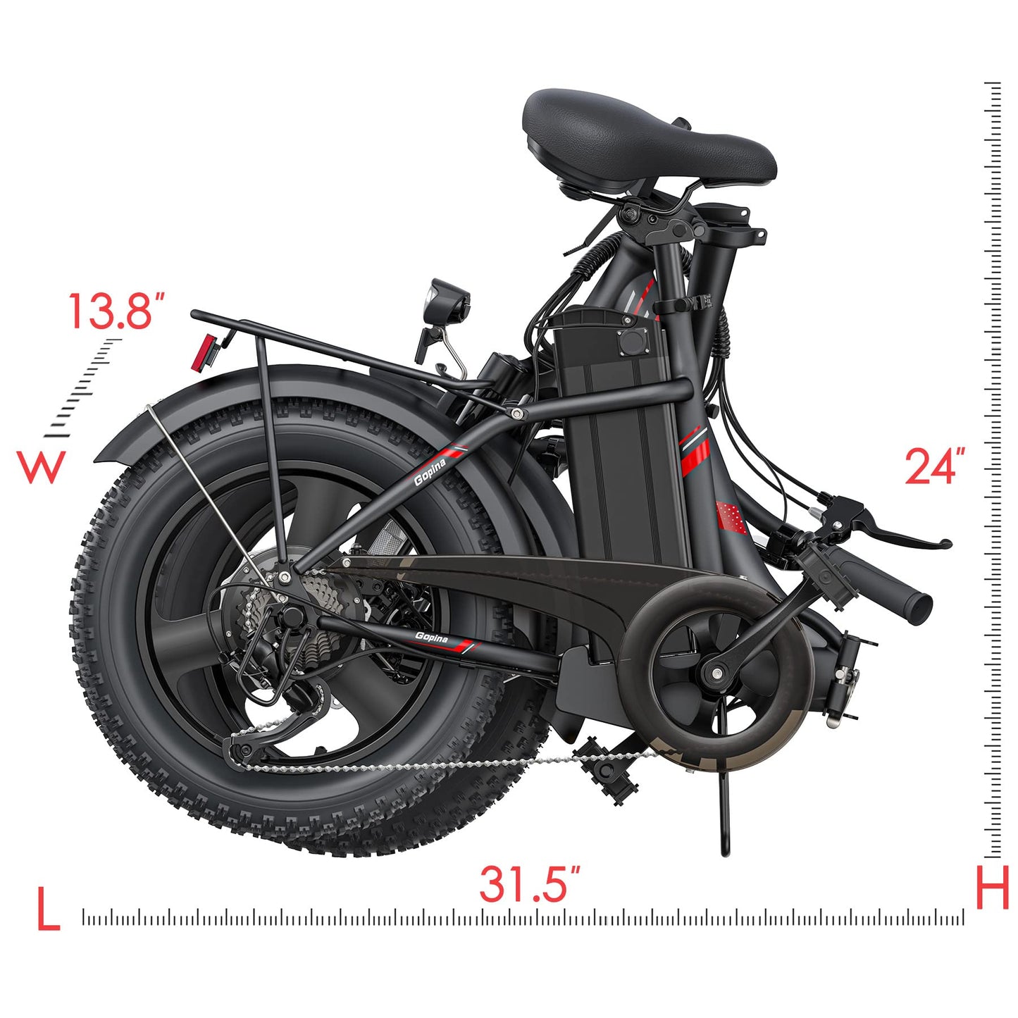 Vivi Gopina Electric Bike, 16" x 3.0 Fat Tire Electric Bike, Peak 500W Step Thru Electric Bicycle, 48V Removable Battery, Up to 40 Miles, LCD Display, 19.8mph, 7 Speed, SGS Certified to UL2849