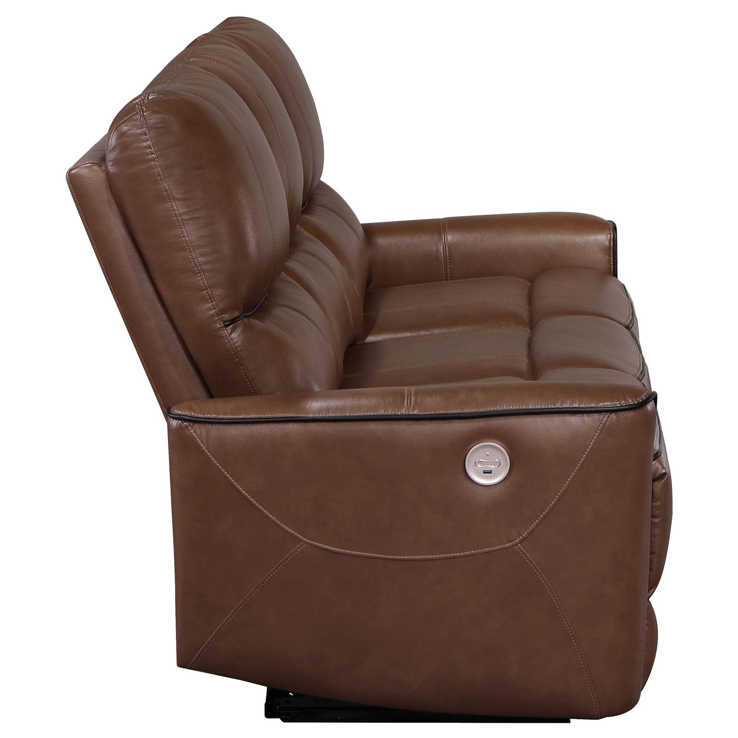 Coaster Home Furnishings - Greenfield - Fabric - Power Reclining Sofa with Built-in USB Port, Tufted Back Cushions, Supportive Seat Cushions - Living Room - 30-Inch - Saddle Brown - 610264P