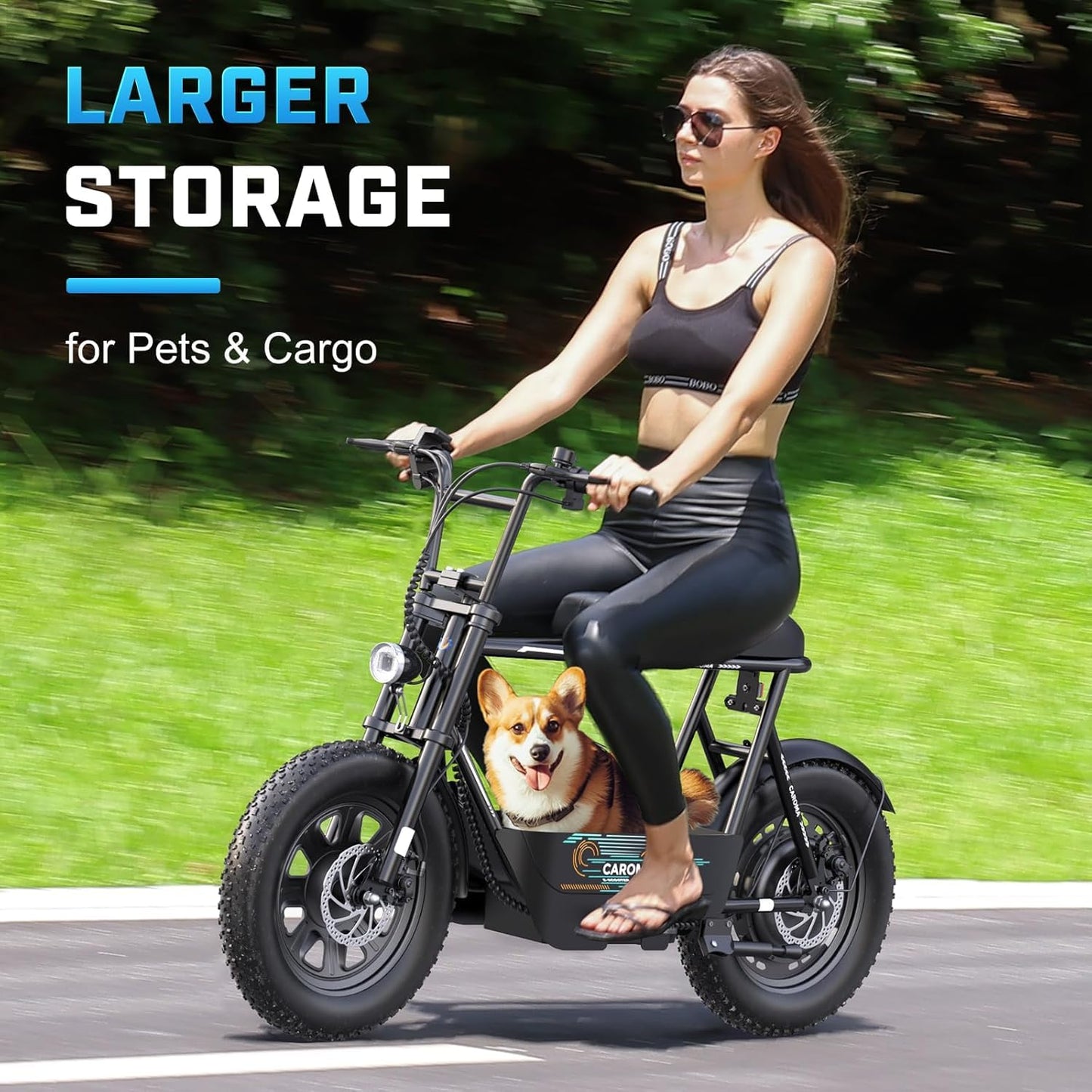 Caroma Peak 560W Electric Scooter with Seat, 16" Fat Tire Electric Scooter for Adults & Teens, 15 Miles Ranges 20MPH Max Speed, Electric Motorcycle for Commuting with Basket