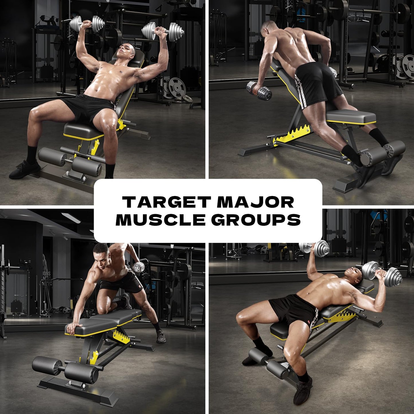 DONIUZ Heavy Duty Bench Adjustable Workout Bench Press Set for Home Gym Strength Training, Multi-Functional Roman Chair with Headrest, Max Load 1200 (DZ-025)