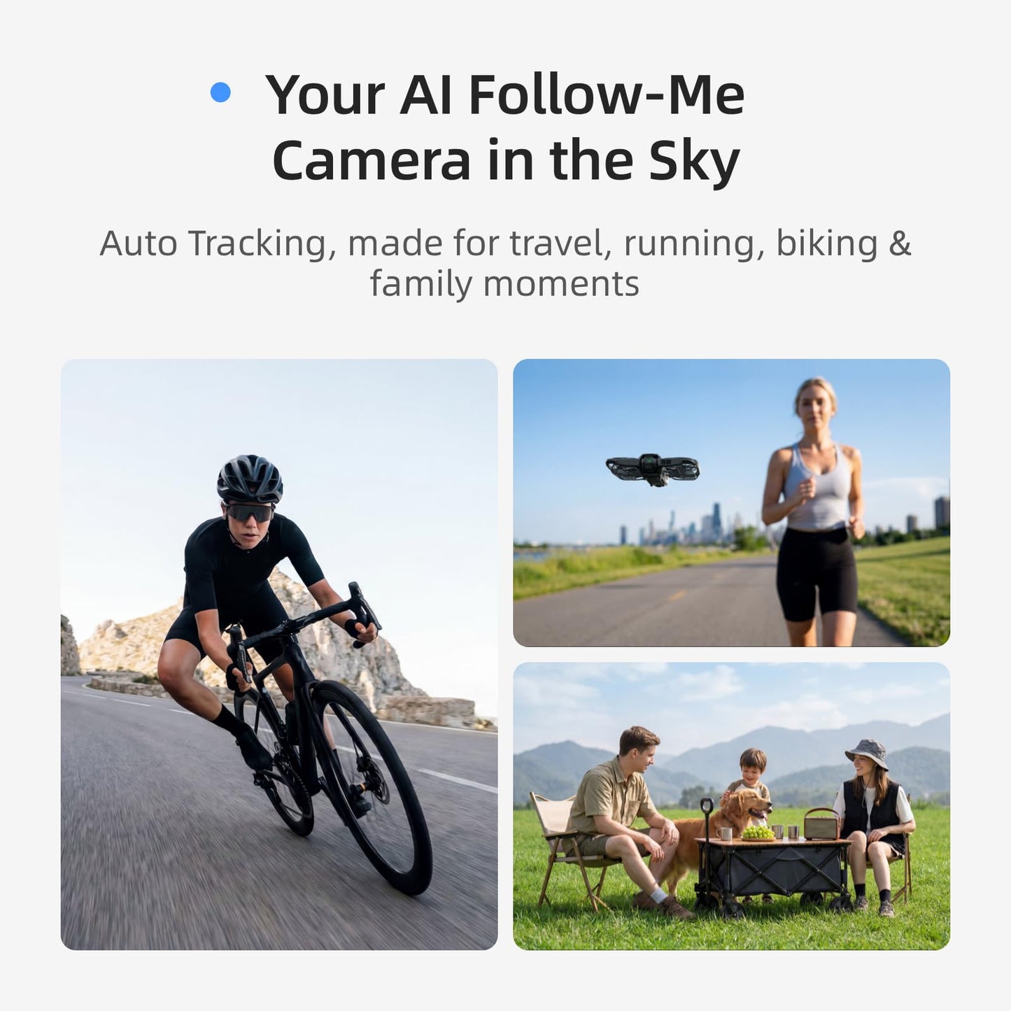 Popogame Nano Smart Flying Camera Combo for Beginners, Follow Me Drone, 360 Degree Obstacle Sensing, 165g Palm Takeoff with Gesture Control, Smart Track, 4K/100fps Video, 47GB Storage, Fan Handle with 3 Batteries