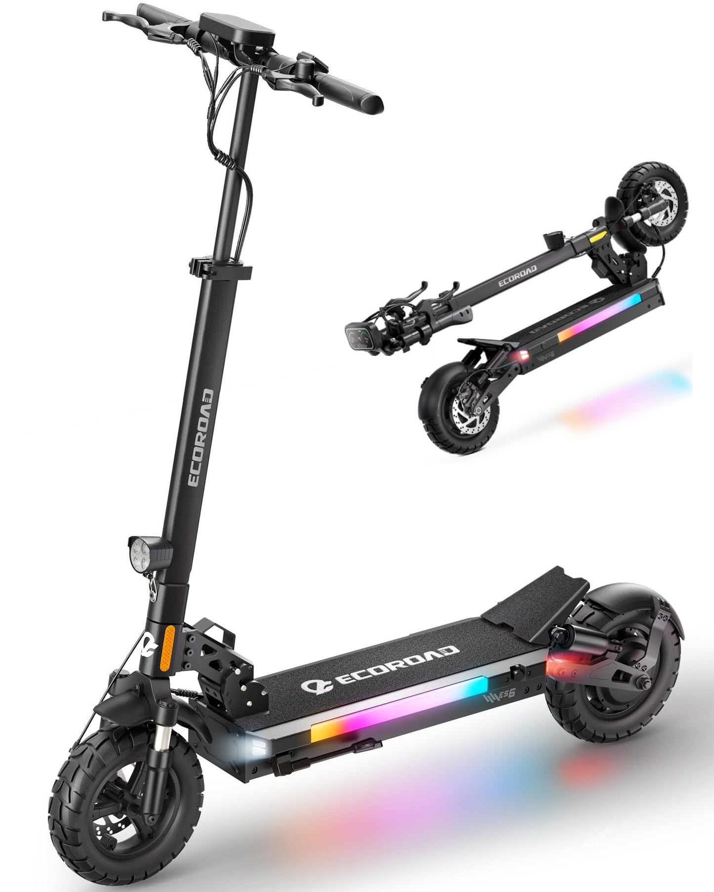 ECOROAD Electric Scooter for Adults, 1000W Peak Motor Up to 31 MPH, 37+ Miles Long Range, 10" All-Terrain Pneumatic Tires, Foldable Heavy Duty 330+ lbs E-Scooter with App & RGB Lights