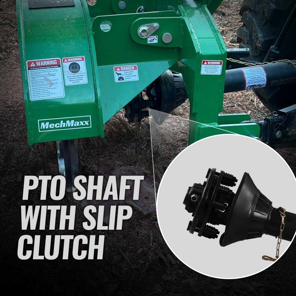 MechMaxx Heavy Duty 3-Point PTO Powered Stump Root Grinder For 15-45HP Tractors With 34 Carbide Teeth, 6'' Cutting Depth, 24'' Flywheel Diameter, Model SG24 Green