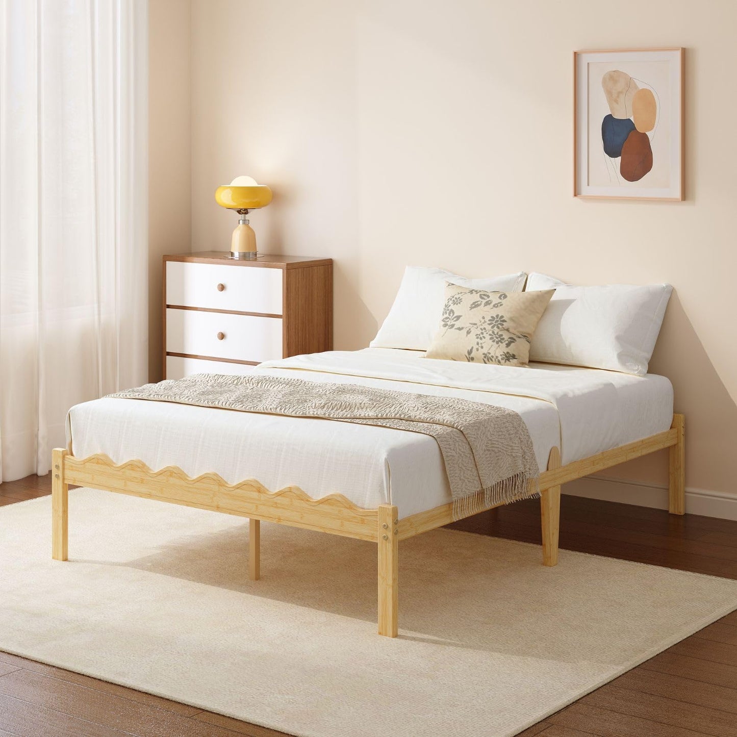FSCHOS 14 Inch Bamboo Full Size Platform Bed Frame