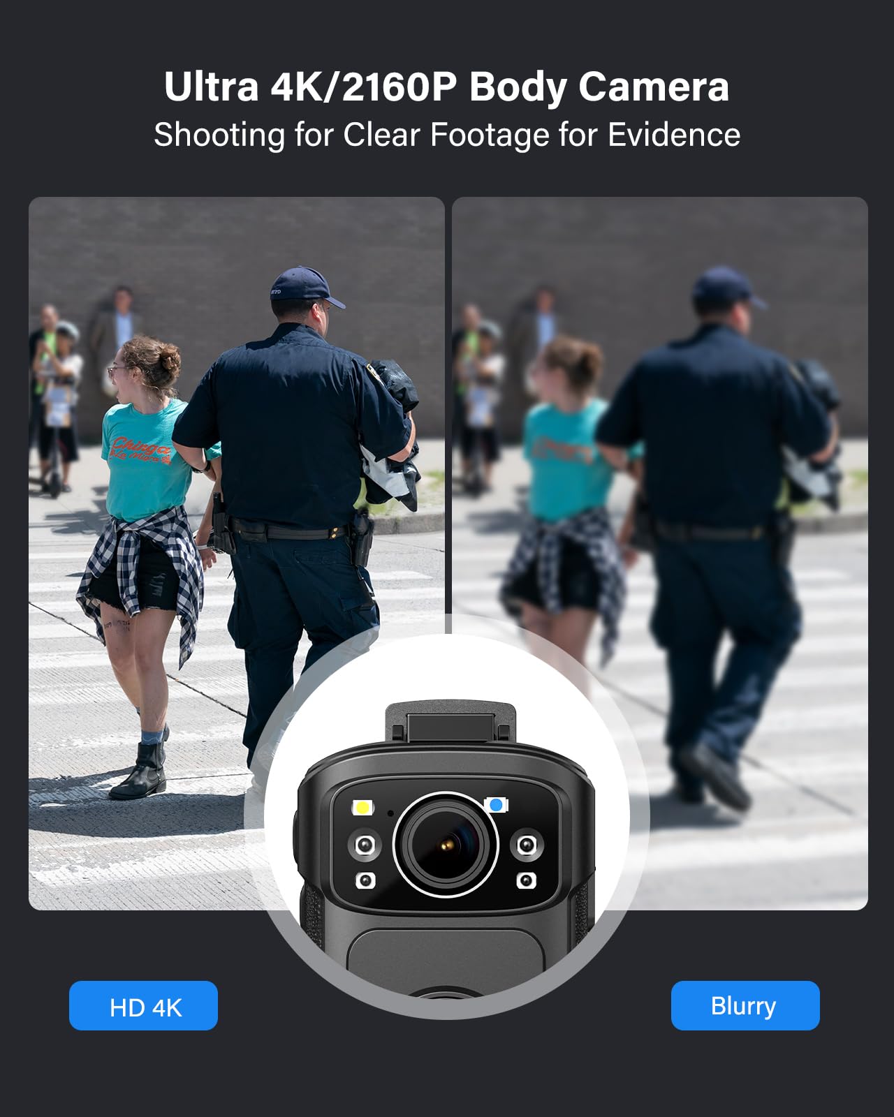 BOBLOV B4K5 256GB 4K Body Camera,3400mAh IP68 Waterproof GPS Police Body Cams for 11Hrs Video Record, Provide Charging Dock, Night Vision Video Camcorder for Personal, Guard Civilians(256GB)