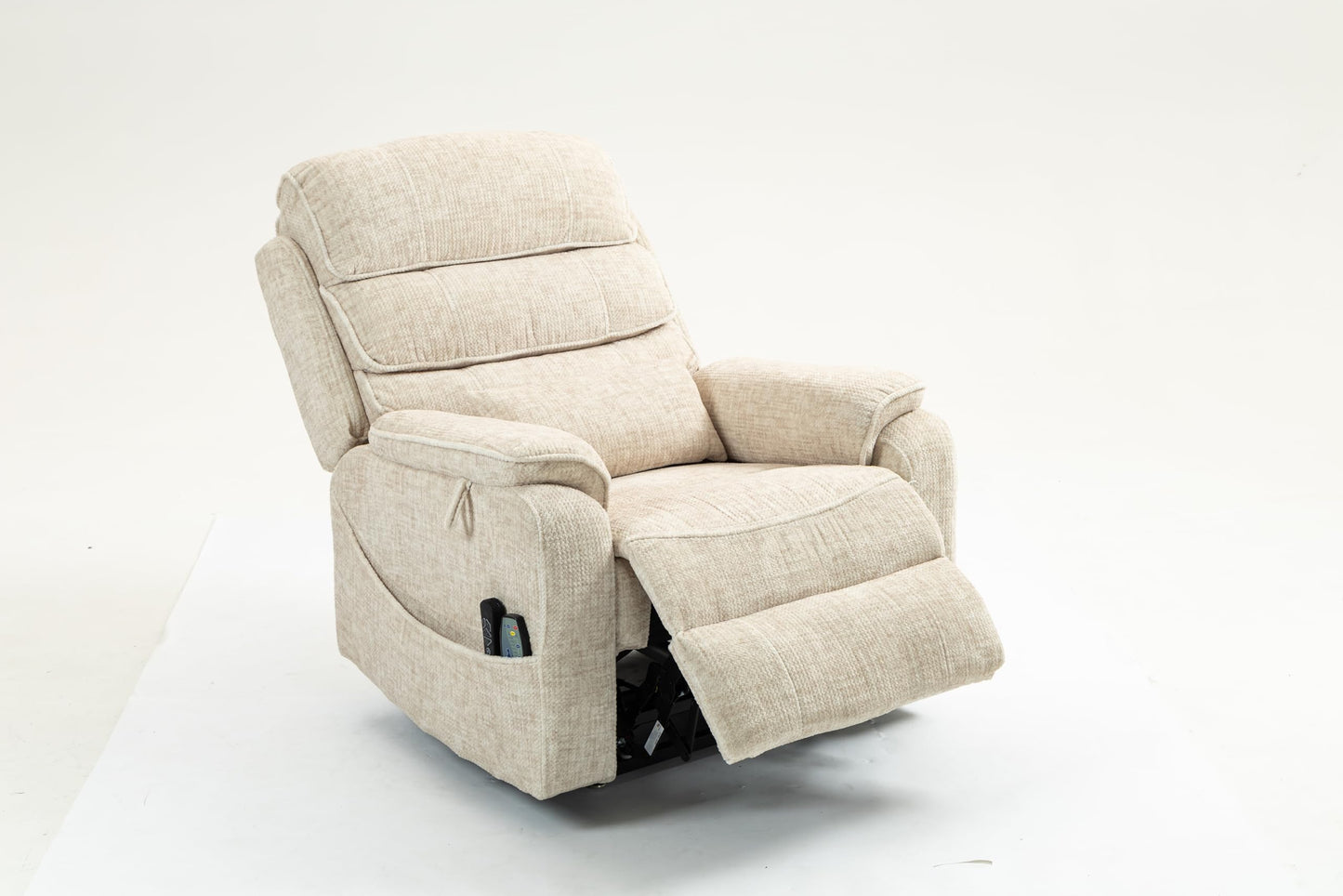 GDFStudio Oversized Power Lift Recliner Chair with Heat Massage Wireless Charging 180 Degree Lay Flat Electric Reclining Sofa with Cup Holder for Living Room Bedroom, Cream