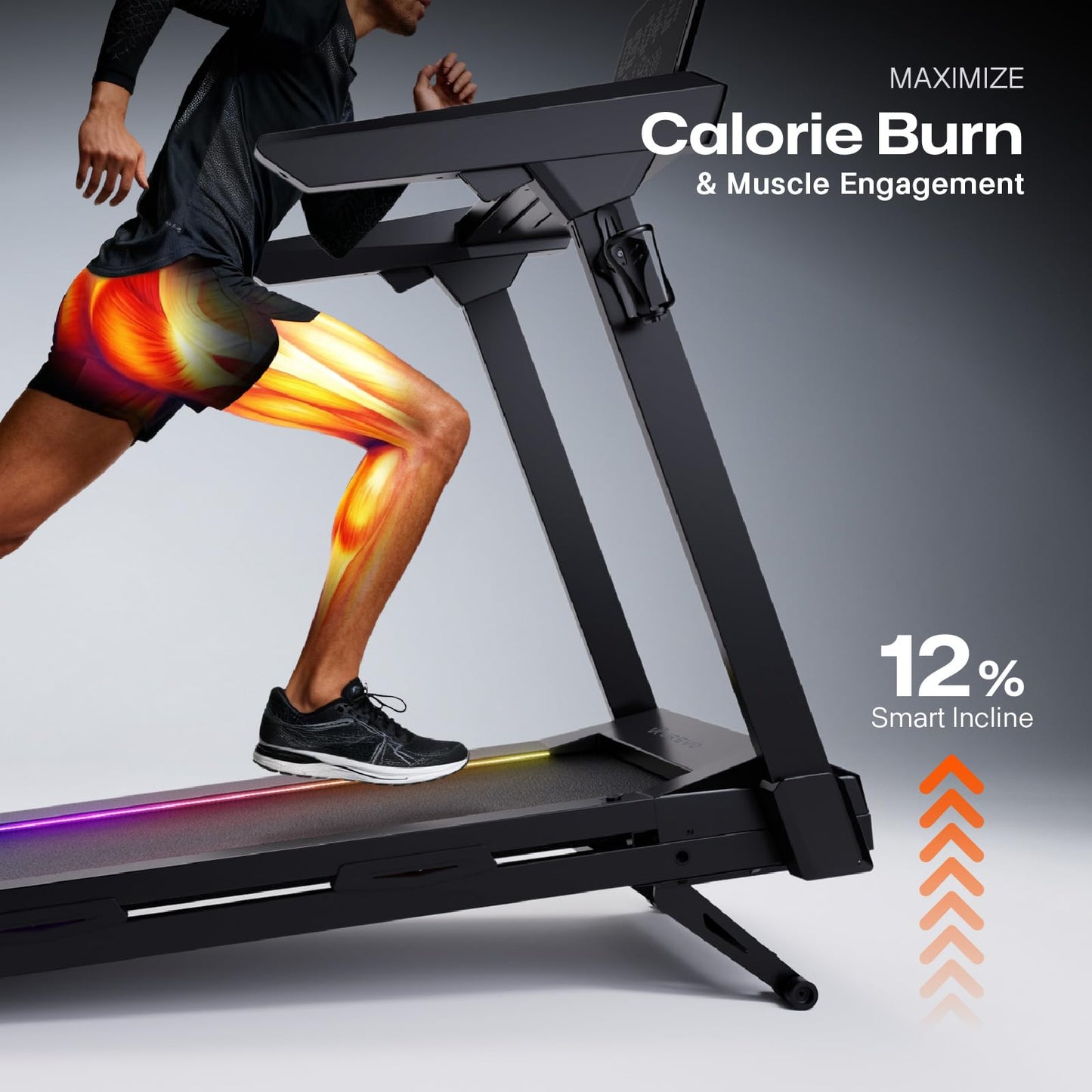 1st Smart Home Treadmill only for Marathoner, UREVO Quiet Treadmills for Home with Dual Brushless 4.0 HP Motorized, 12.5 MPH Foldable Treadmill, 12% Auto Incline, Installation Free