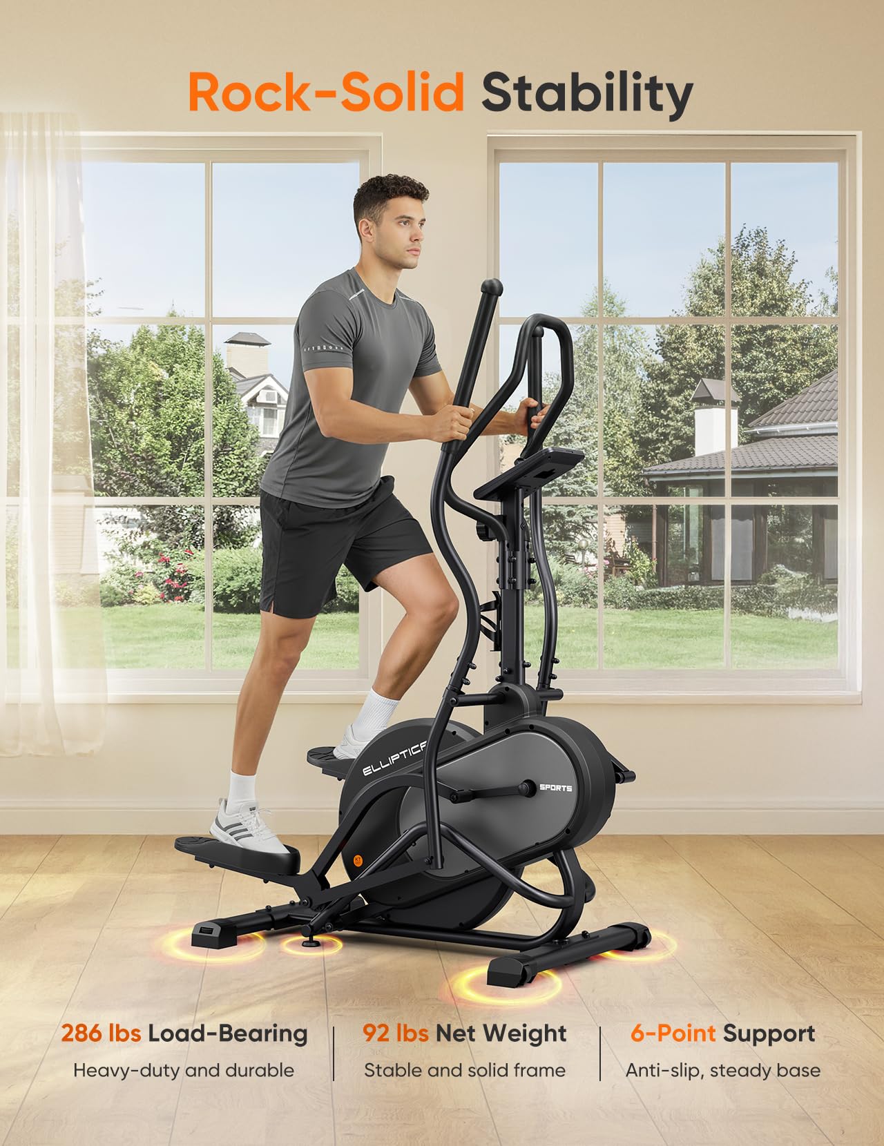 Dripex Elliptical Exercise Machine, 3-in-1 Cardio Climber Stepper Elliptical Machine for Home, Elliptical Training Machines with 16-Level Resistance, 18LBS Flywheel, Pulse Sensor