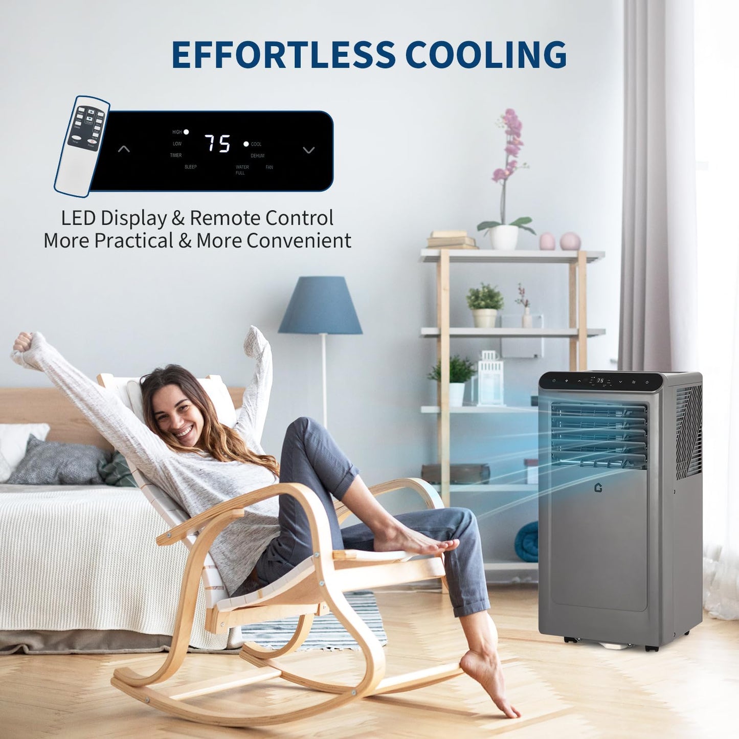 2025 New Model Portable Air Conditioner, 8000 BTU Air Conditioner Cool Up to 350 Sq.Ft, 3-in-1 AC Unit, Dehumidifier, Fan, Window Installation Kit & Remote Control,LED Display,24Hrs Timer for Home